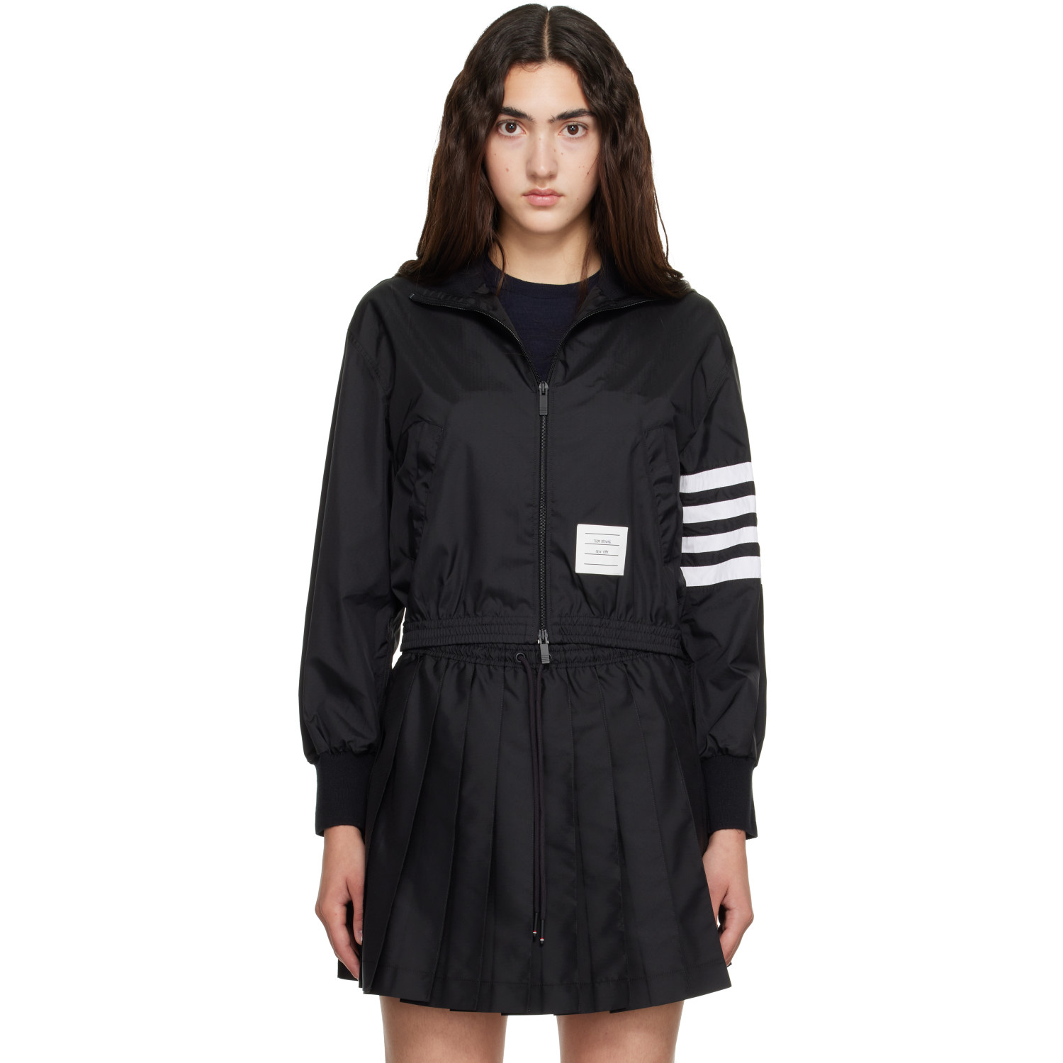 Thom Browne Black Zip-Up Ripstop Track Jacket