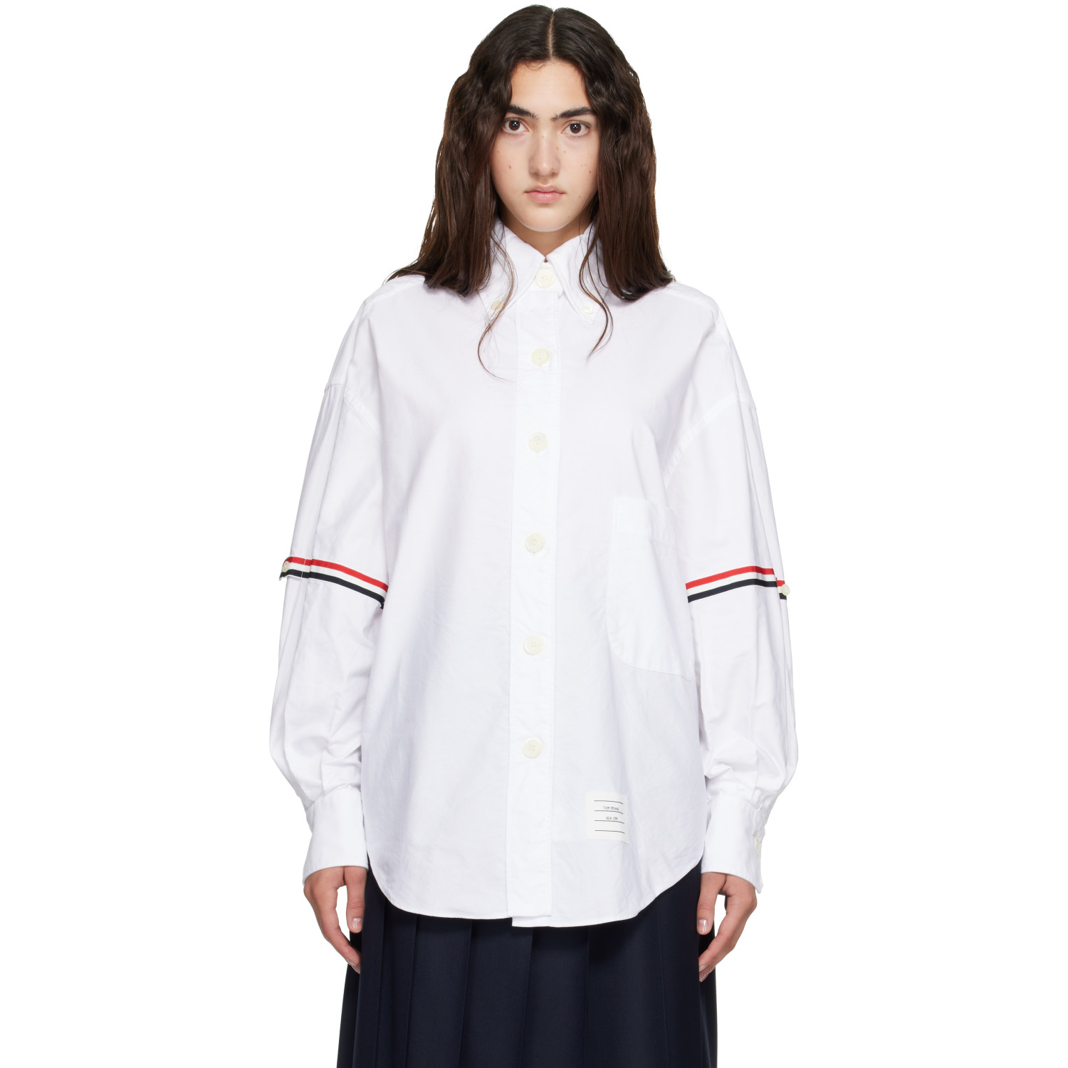 Thom Browne White Oxford Supersized Armbands Shirt