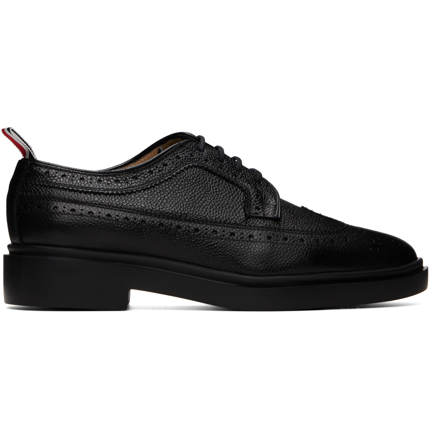 Thom Browne Black Pebble Grain Lightweight Classic Longwing Brogues