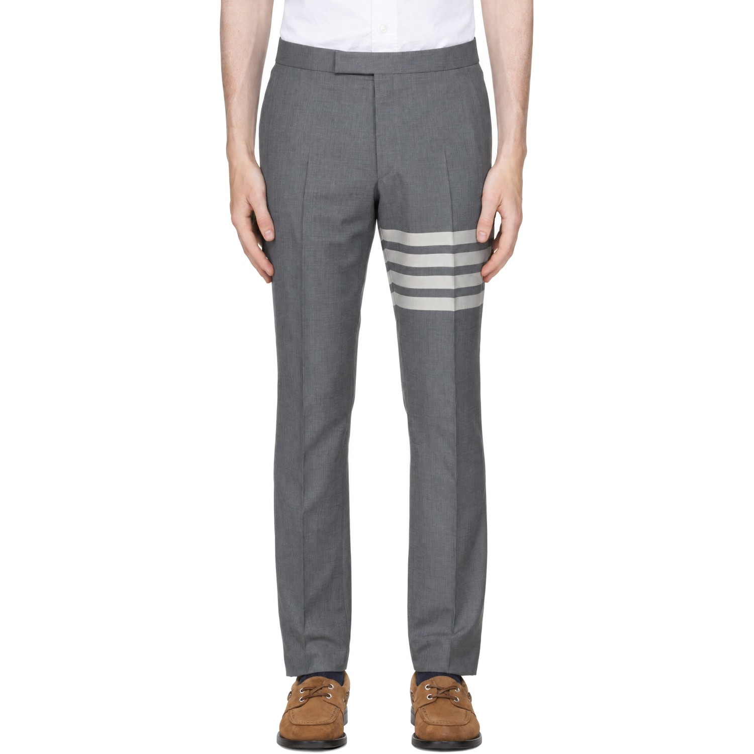 Thom Browne Gray Plain Weave 4-Bar Backstrap Trousers