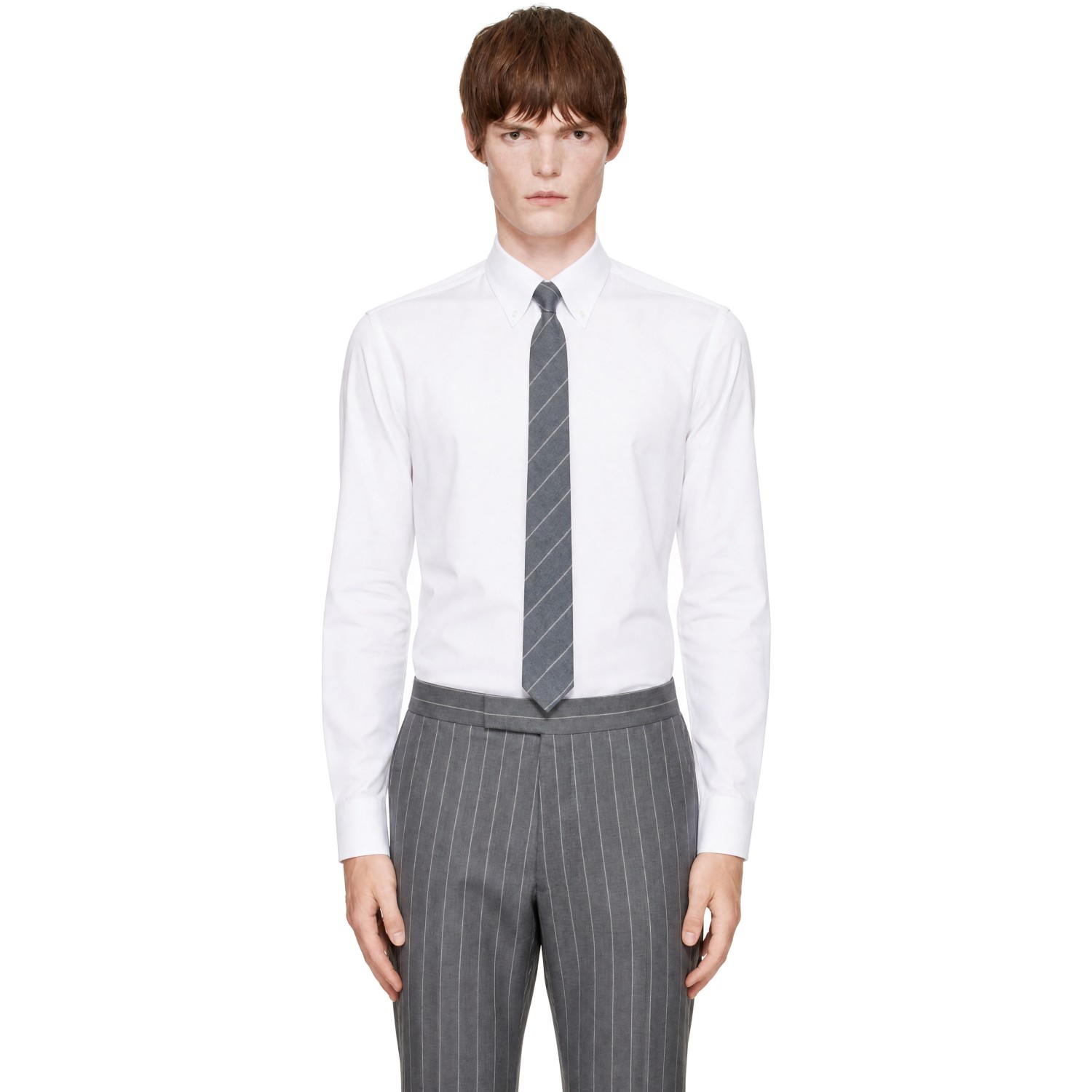 Thom Browne White Solid Poplin Classic Shirt