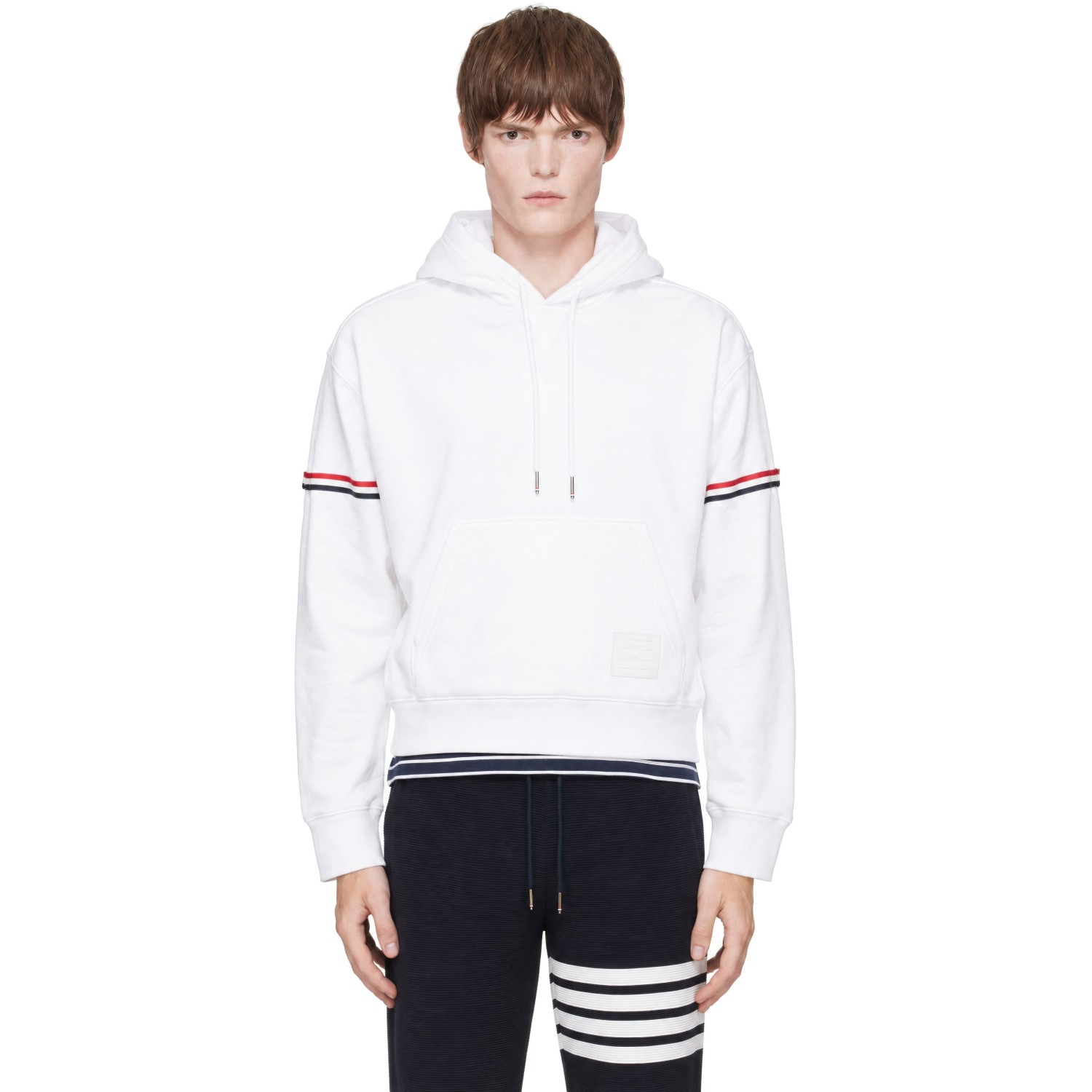 Thom Browne White Loopback Jersey Armband Oversized Hoodie