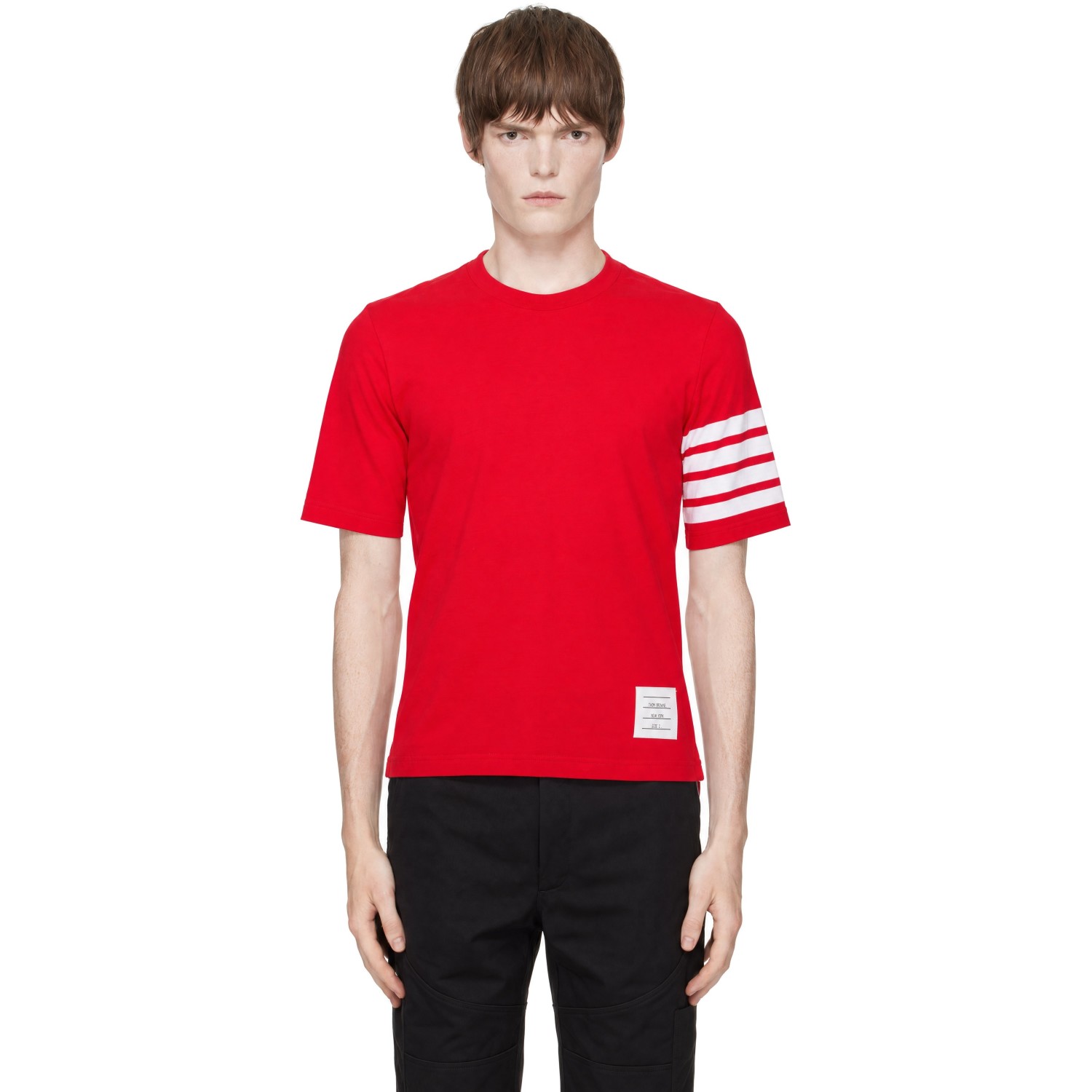 Thom Browne Red Jersey 4-Bar Short Sleeve T-shirt