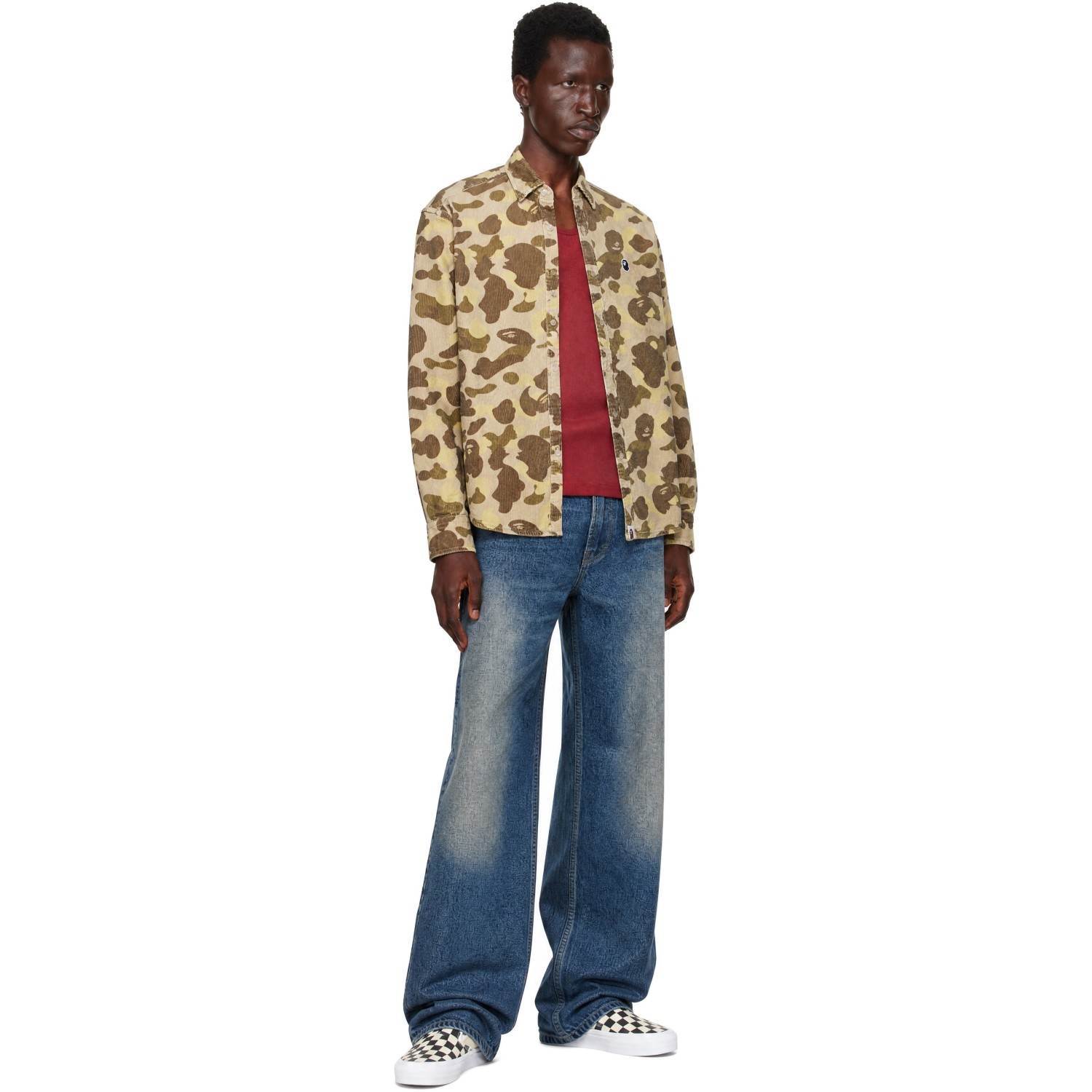 Bape 카키 퍼스트 카모 루즈 핏 셔츠