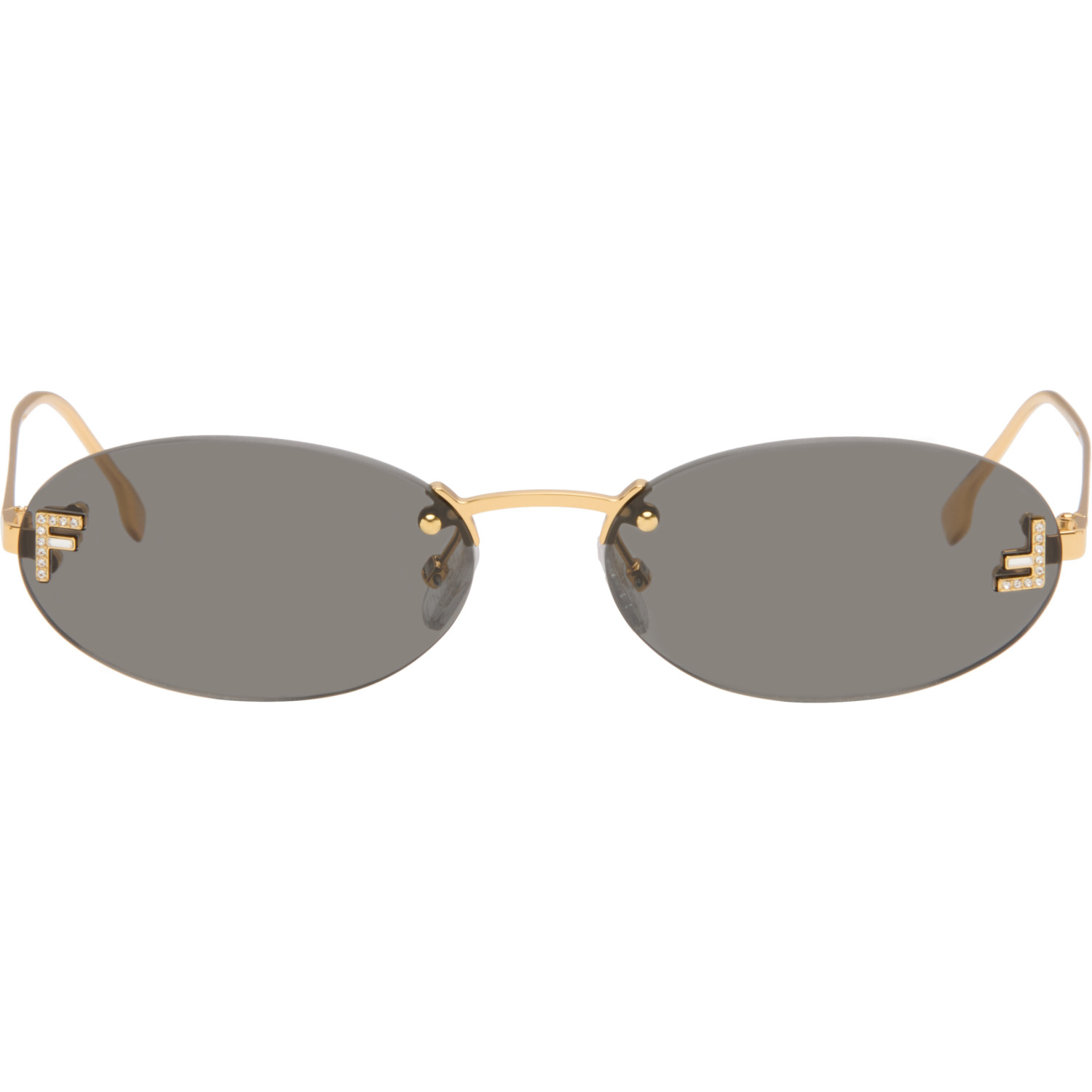 Fendi Gold 'Fendi First' Crystal Sunglasses