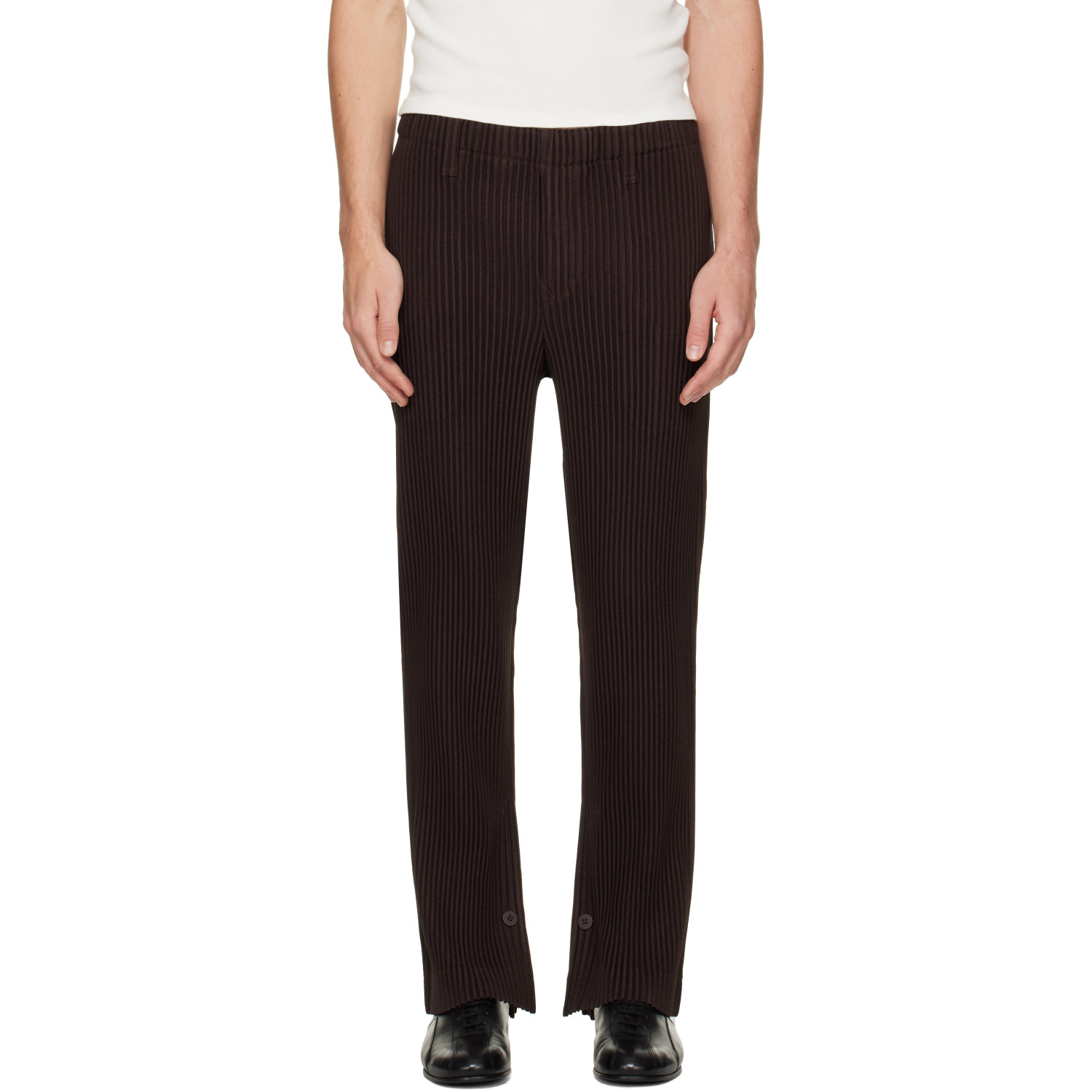 HOMME PLISSÉ ISSEY MIYAKE Brown Kersey Pleats Trousers