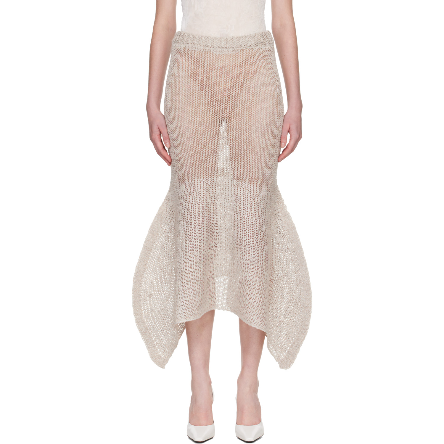 ISSEY MIYAKE Beige Panini Pulled Maxi Skirt