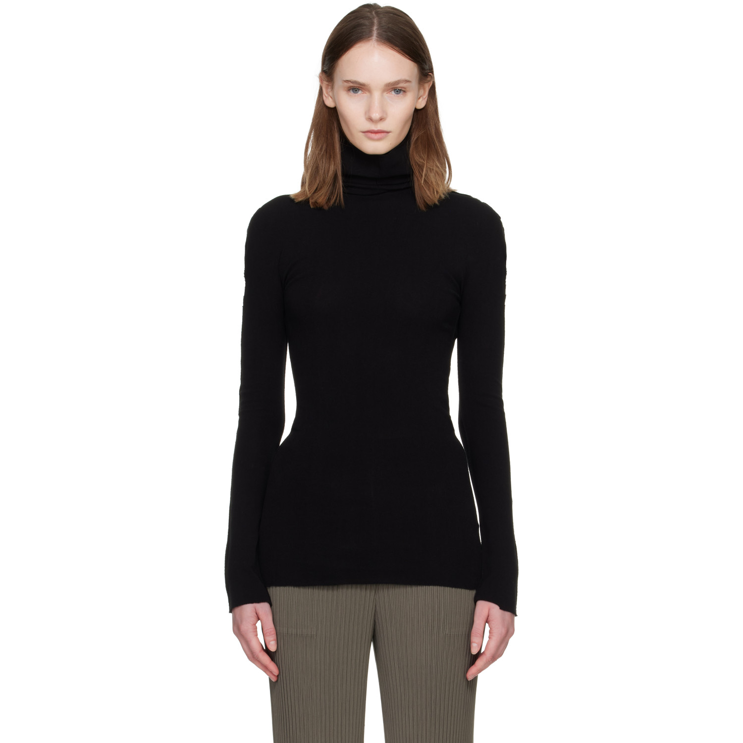 ISSEY MIYAKE Black Cotton Baguette Turtleneck