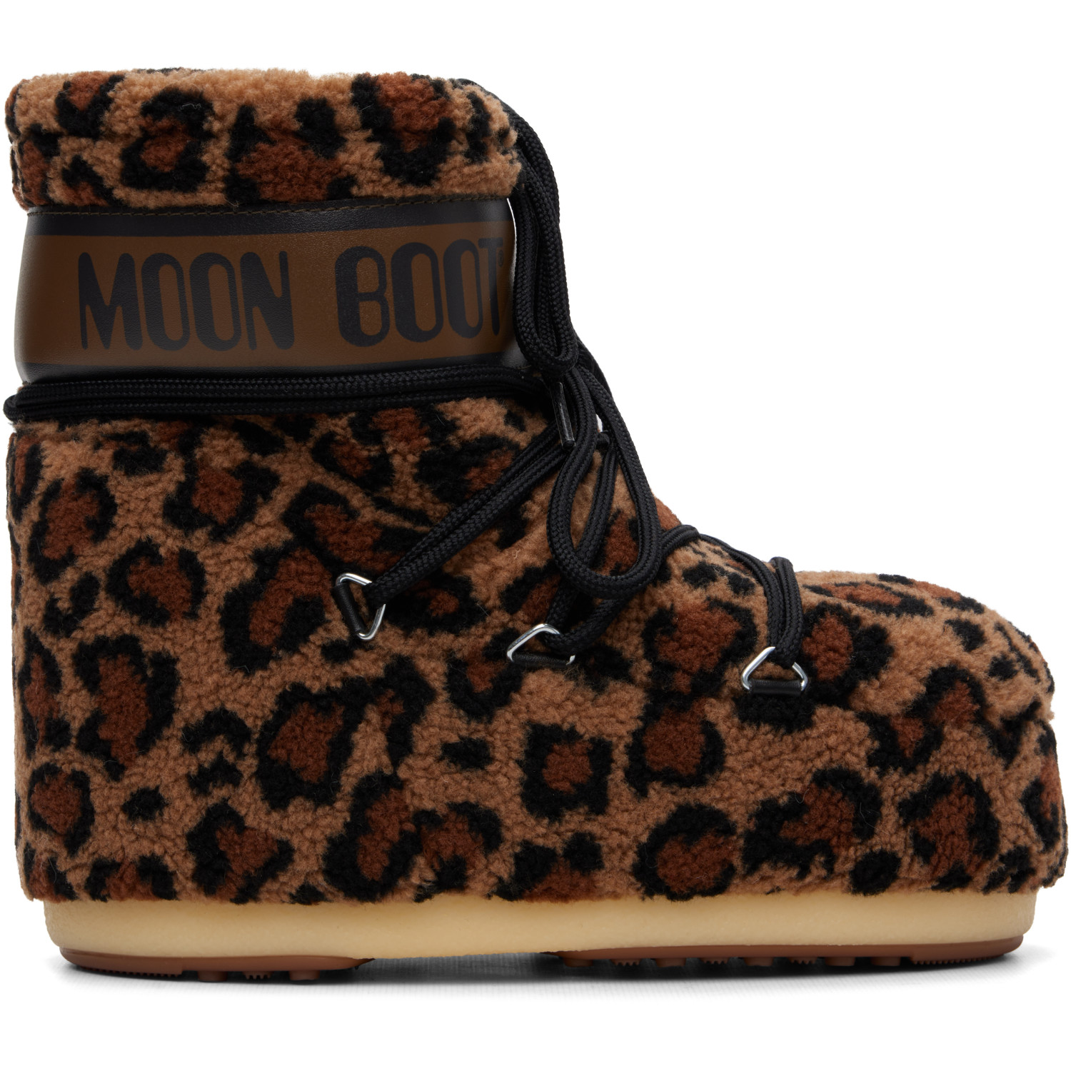 Moon Boot Brown Icon Low Leopard Print Fleece Boots