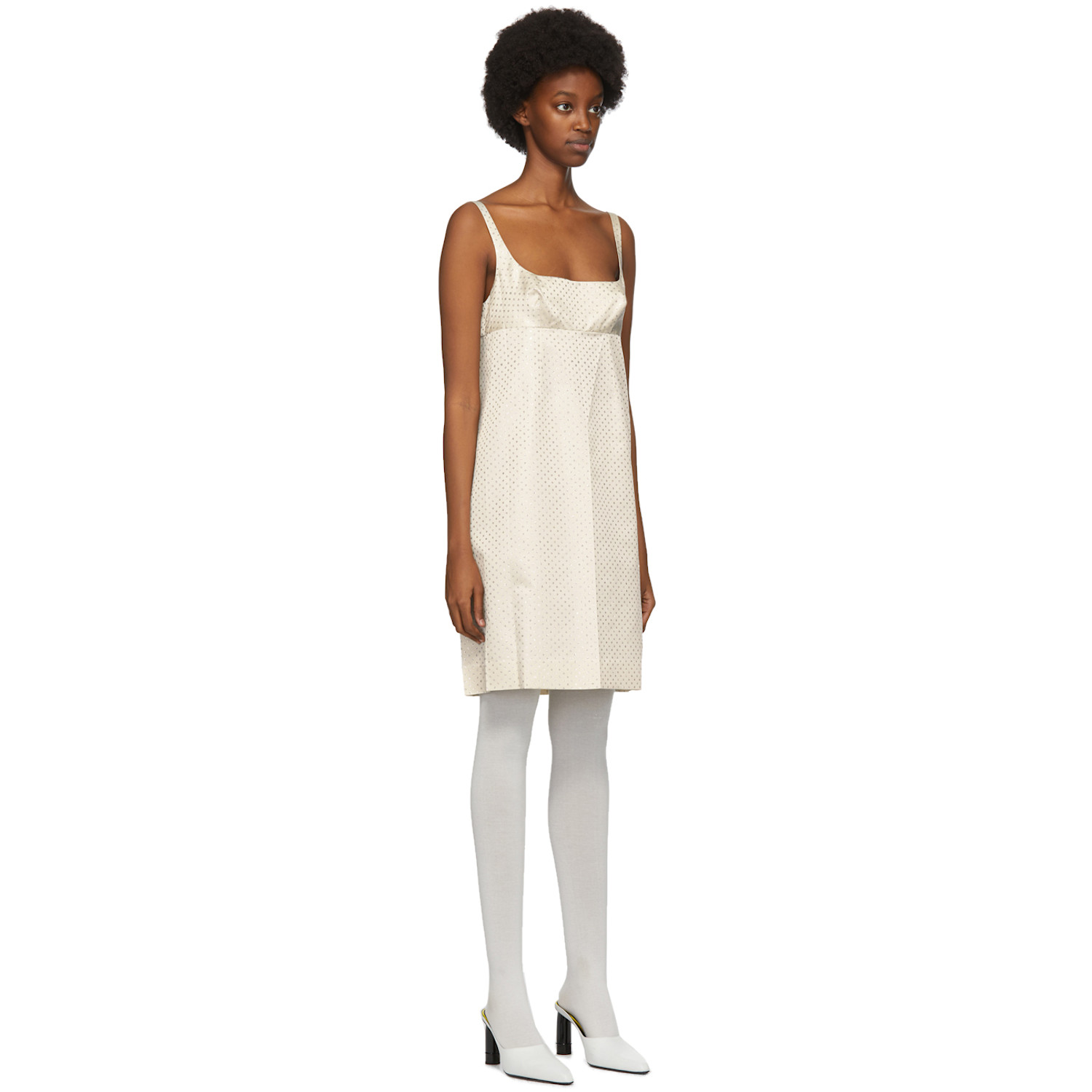  Marc Jacobs Off-white Polka Dot Glitter Mid-length Dress 