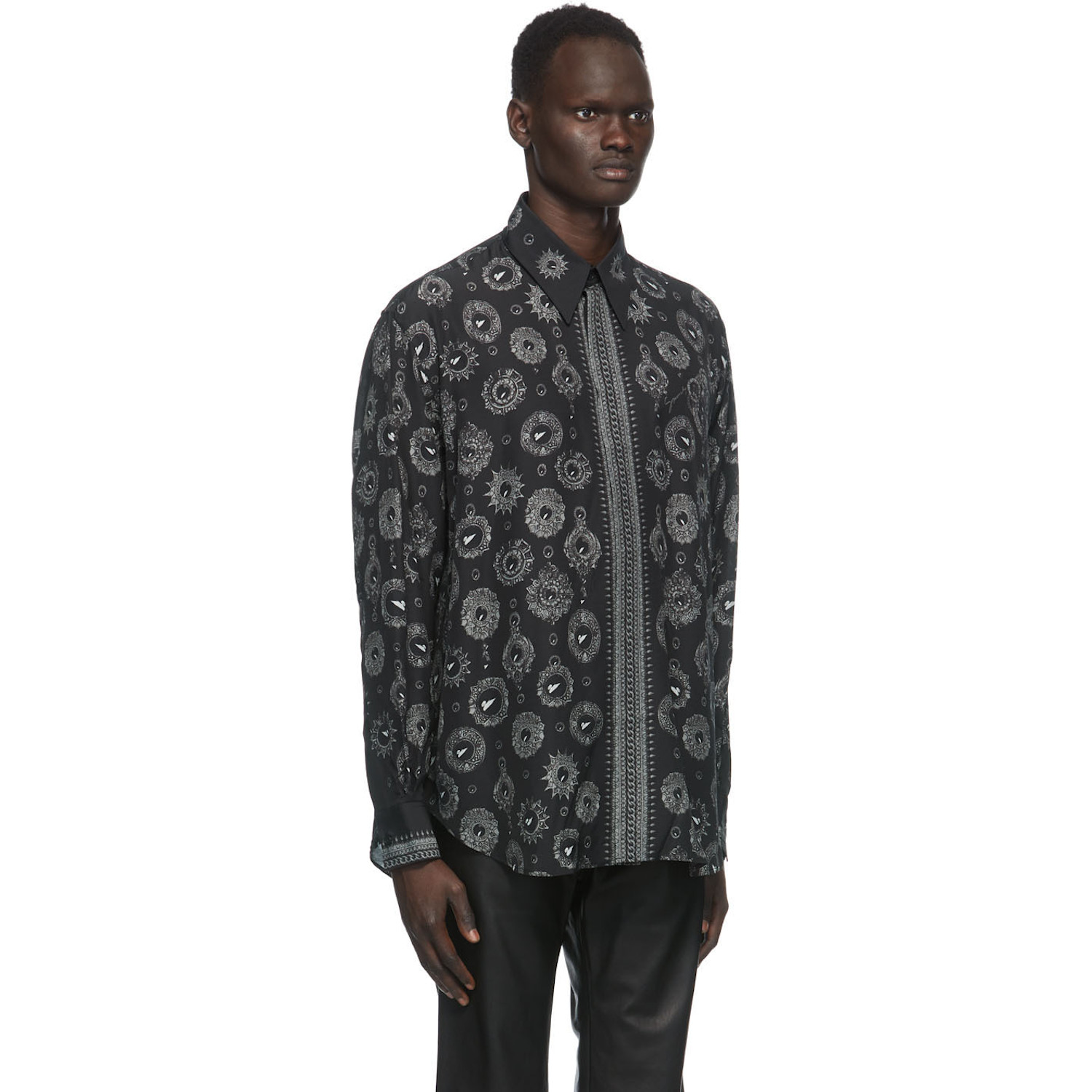  Givenchy Black & Grey Jewelry Printed Shirt 
