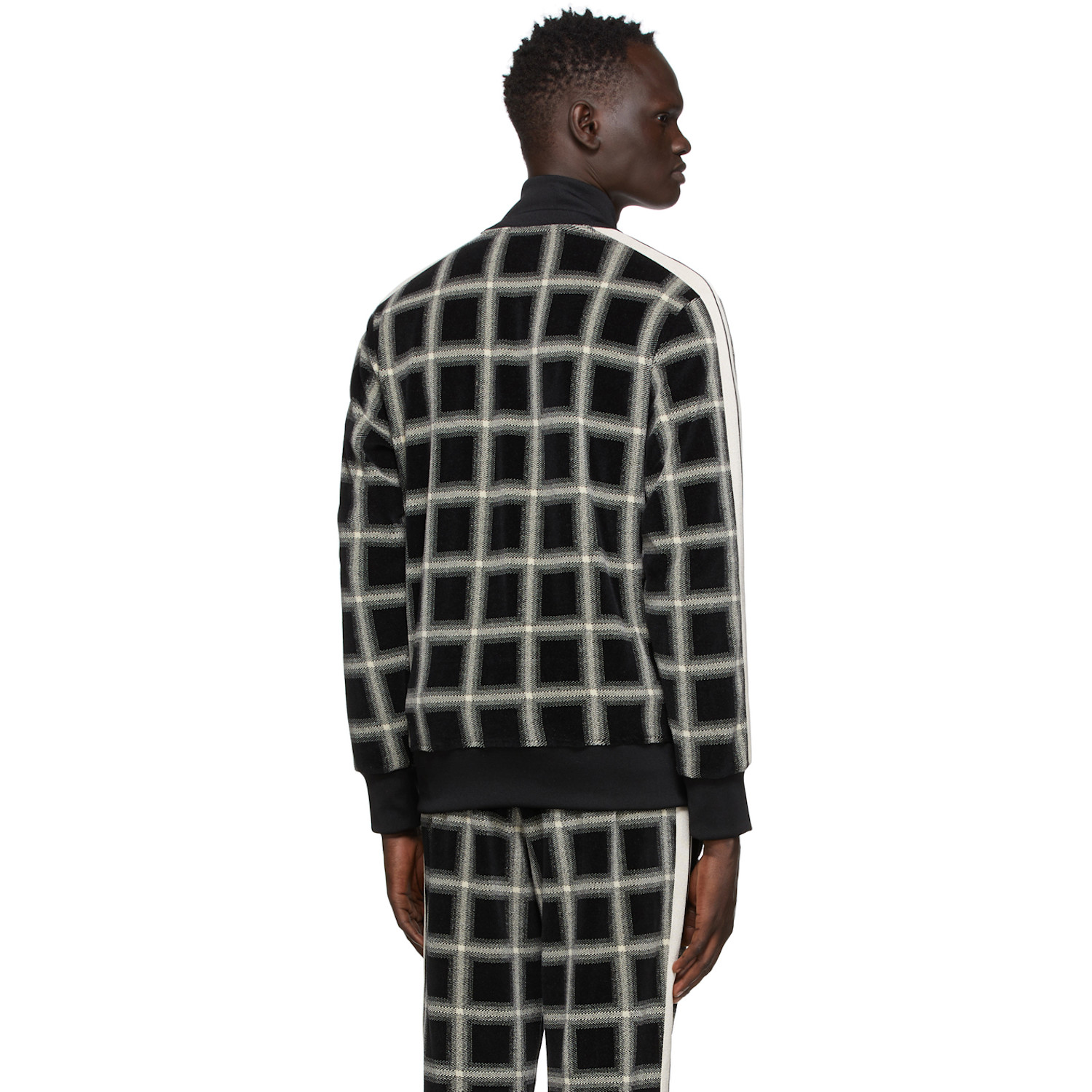  Palm Angels Black & Beige Houndstooth Track Jacket 