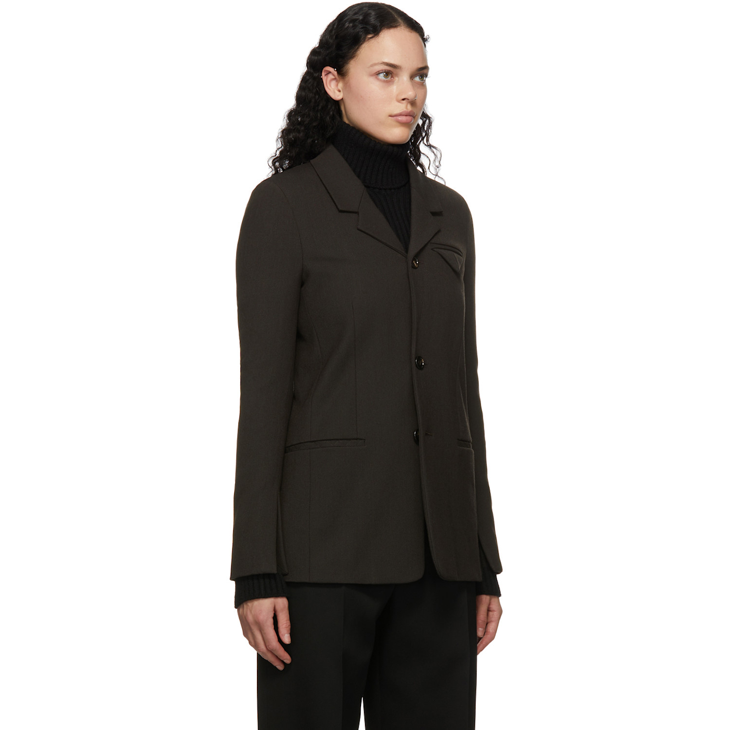  Bottega Veneta Brown Wool Twill Blazer 