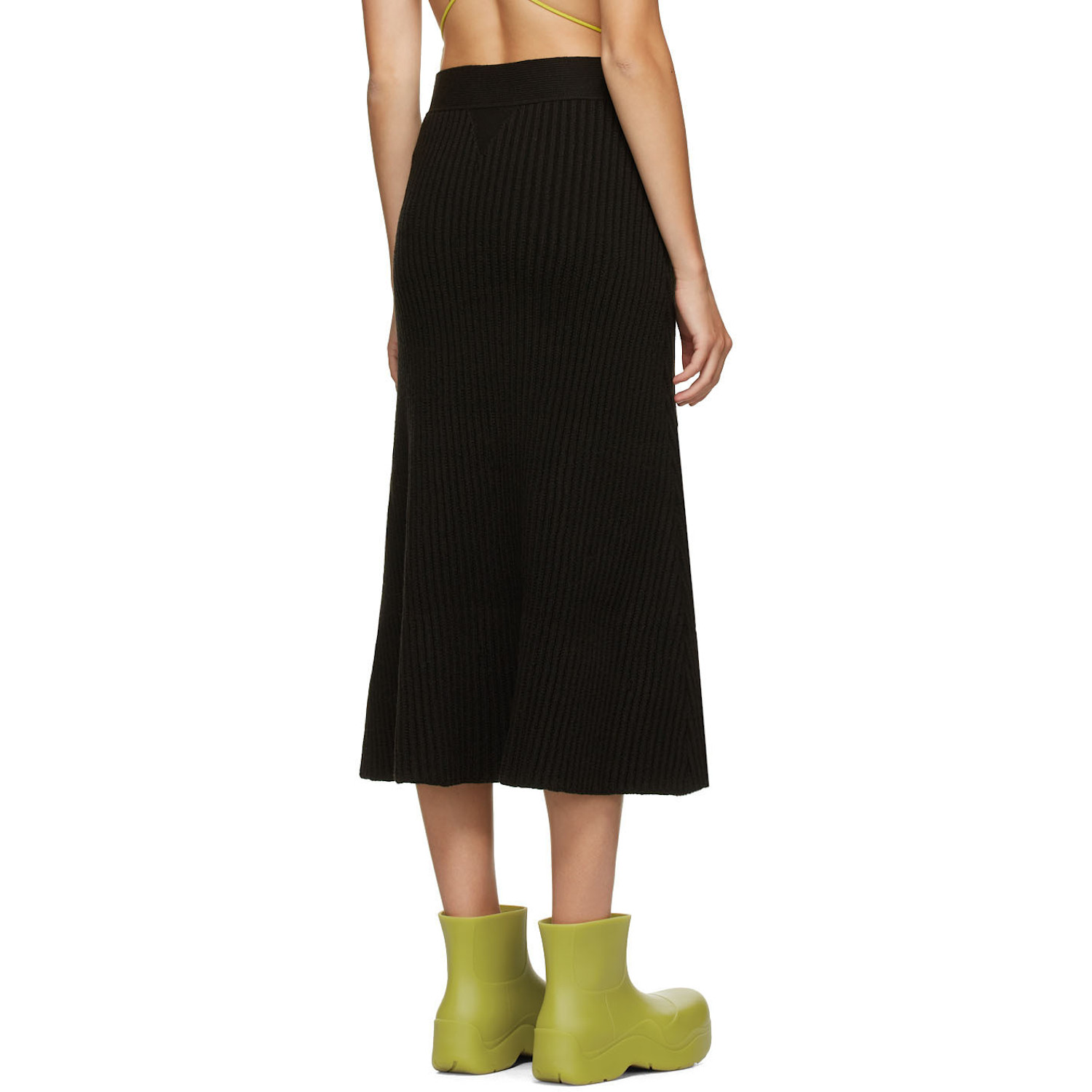  Bottega Veneta Brown Rib Distorted Mid-length Skirt 