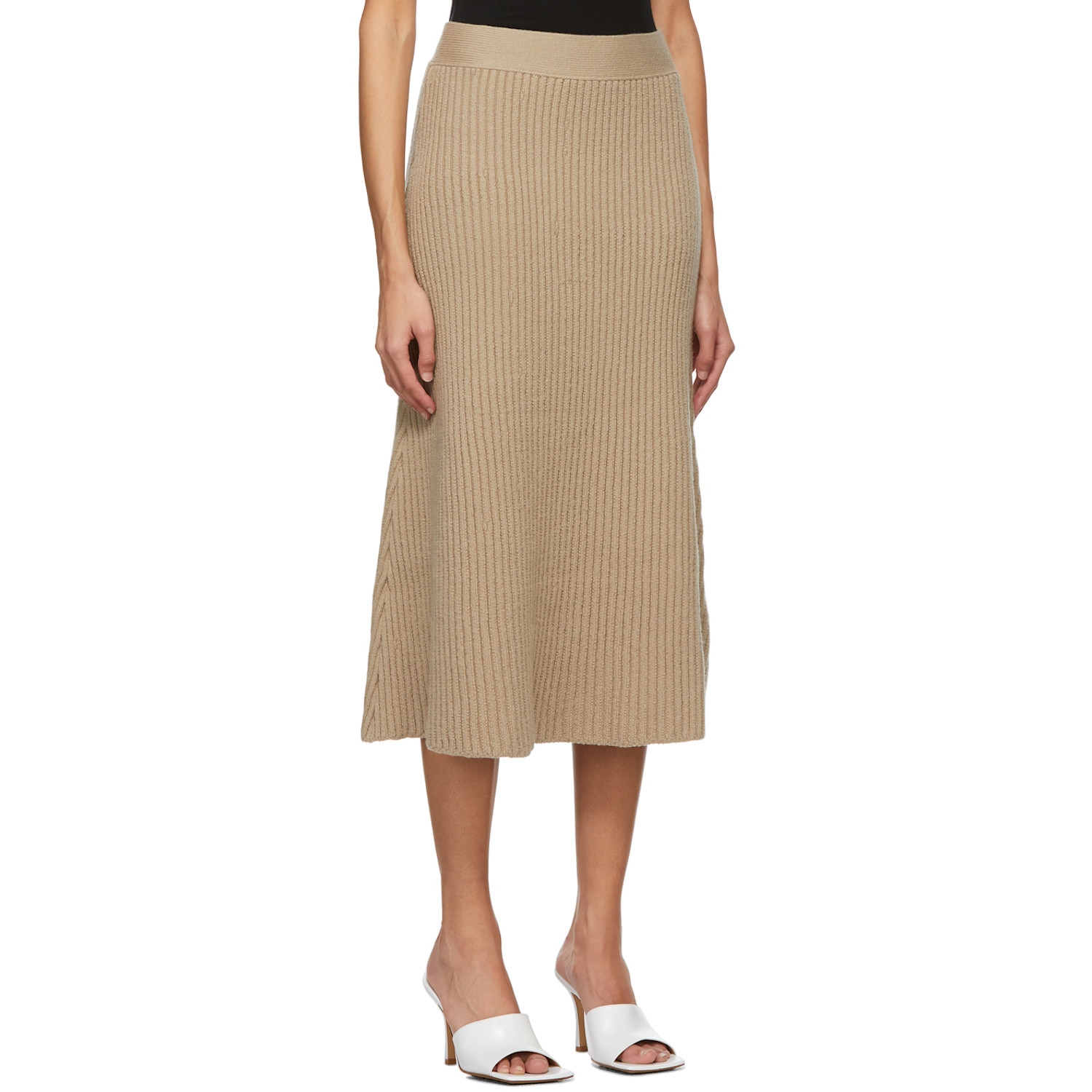  Bottega Veneta Beige Wool Rib Skirt 