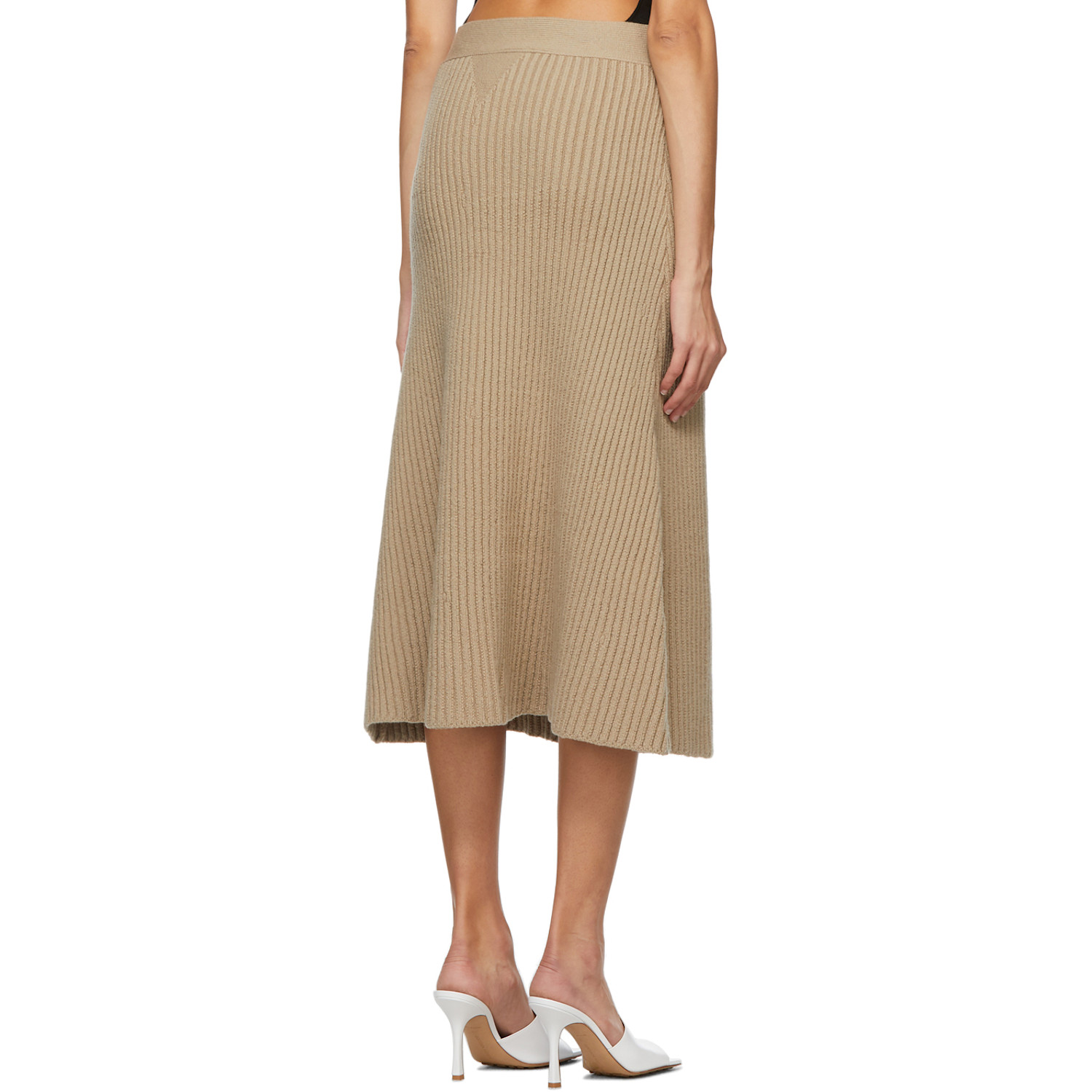  Bottega Veneta Beige Wool Rib Skirt 