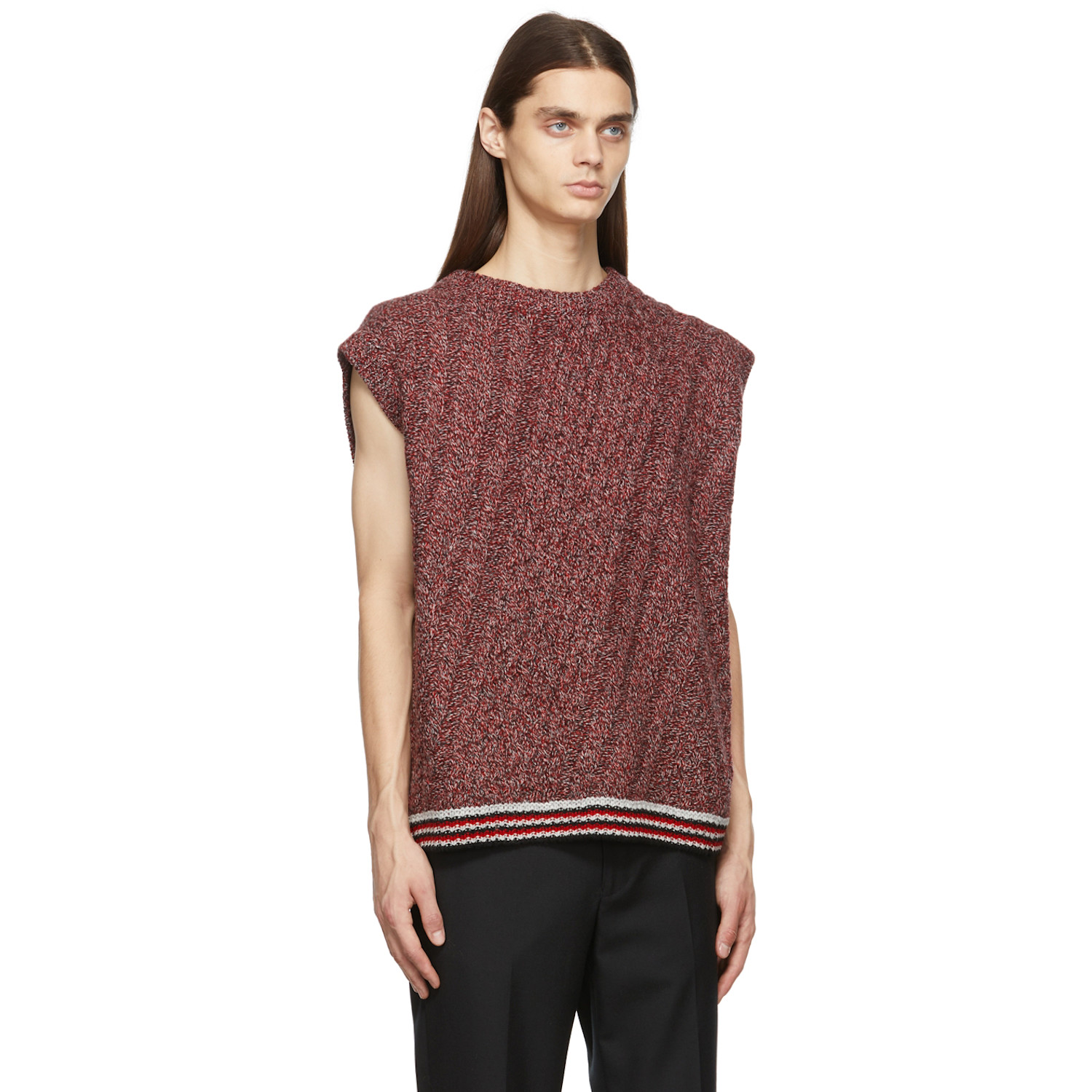  Noma T.d. Red Cable Knit Twisted Vest 