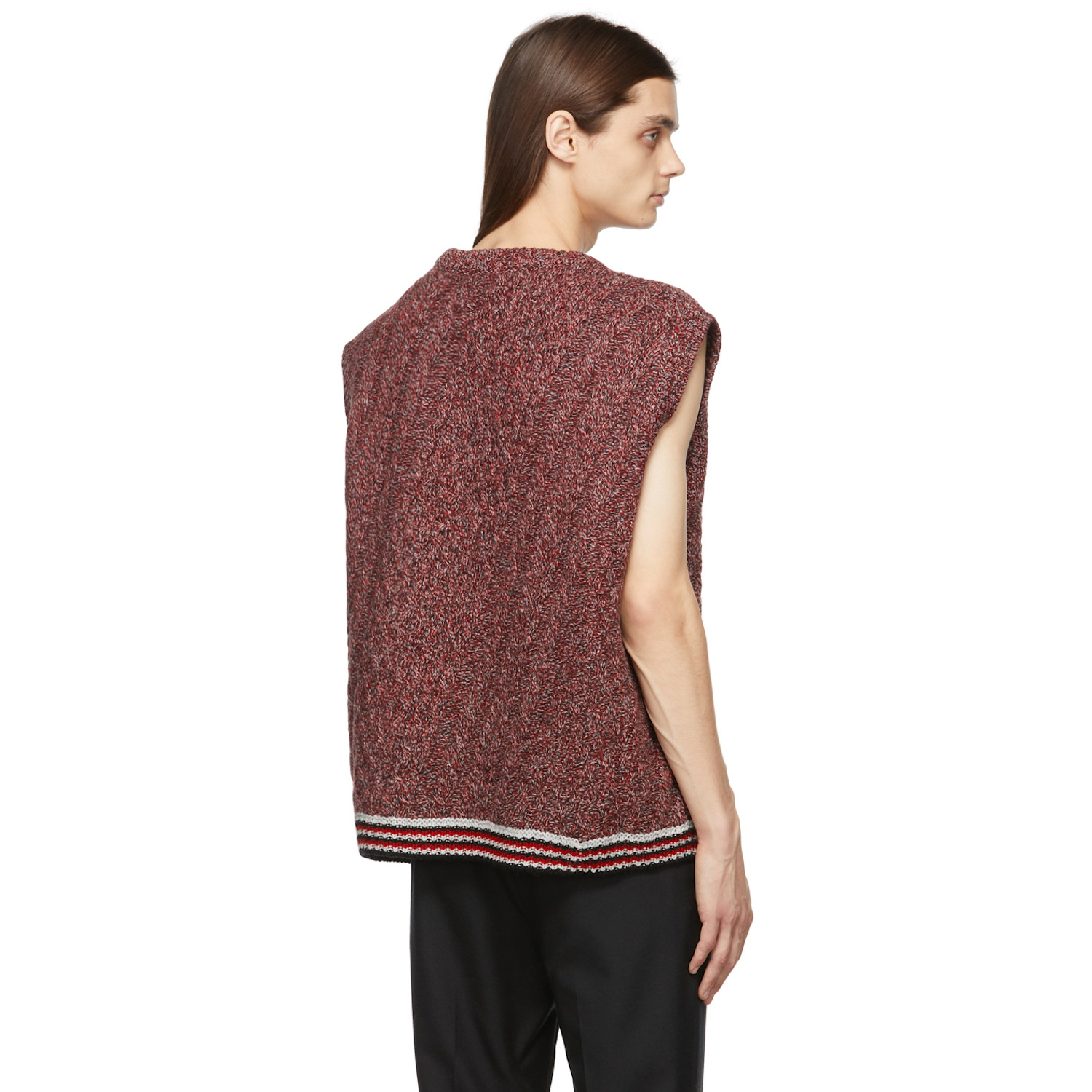 Noma T.d. Red Cable Knit Twisted Vest 