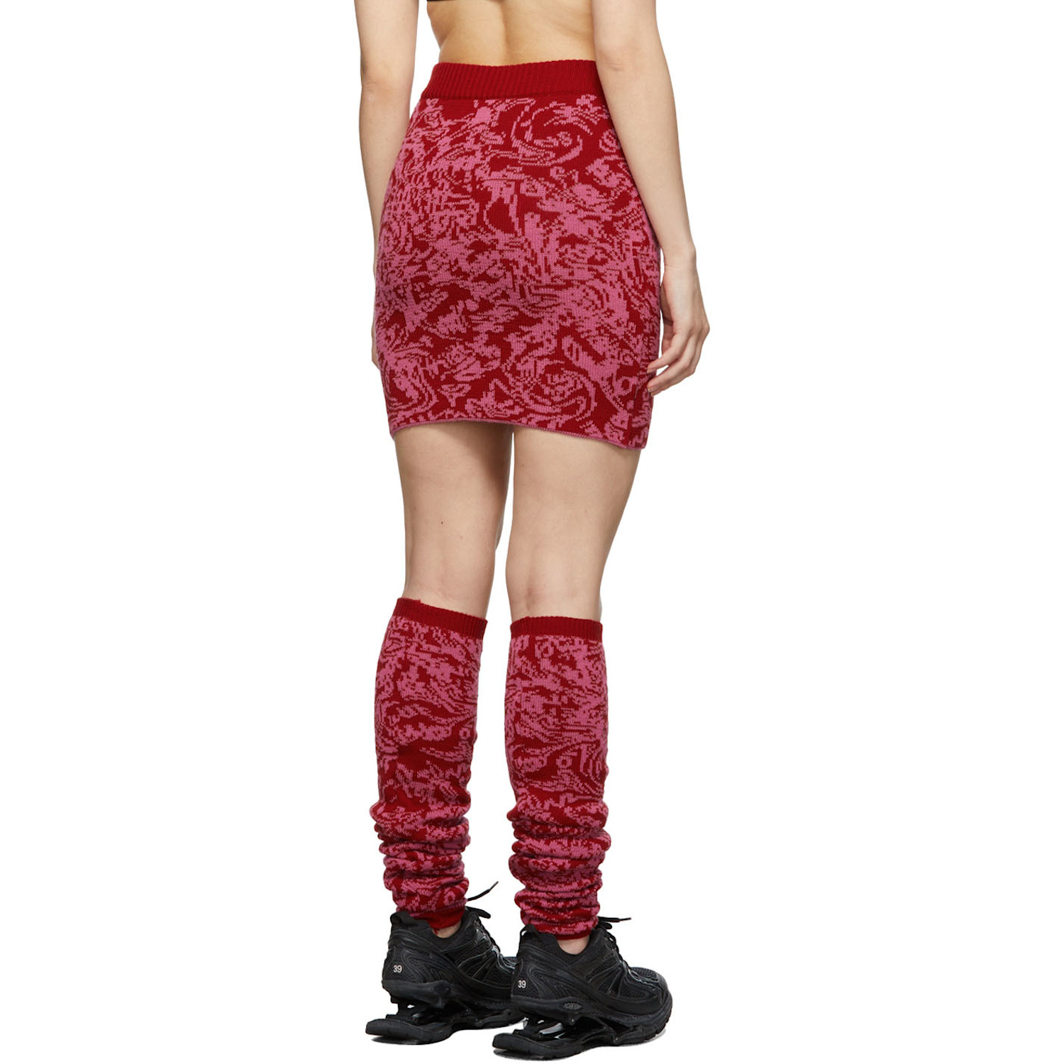  Serapis Red & Pink Jacquard Knitted Skirt 