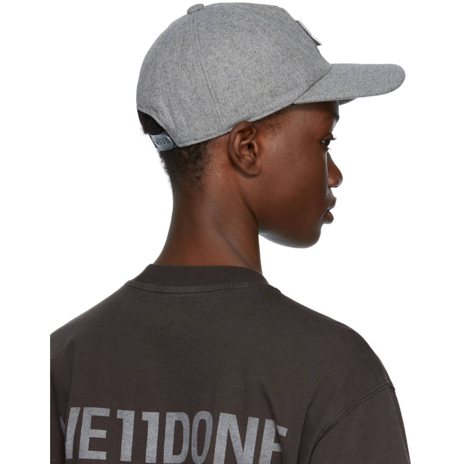  We11done Grey Padded Flannel Cap 