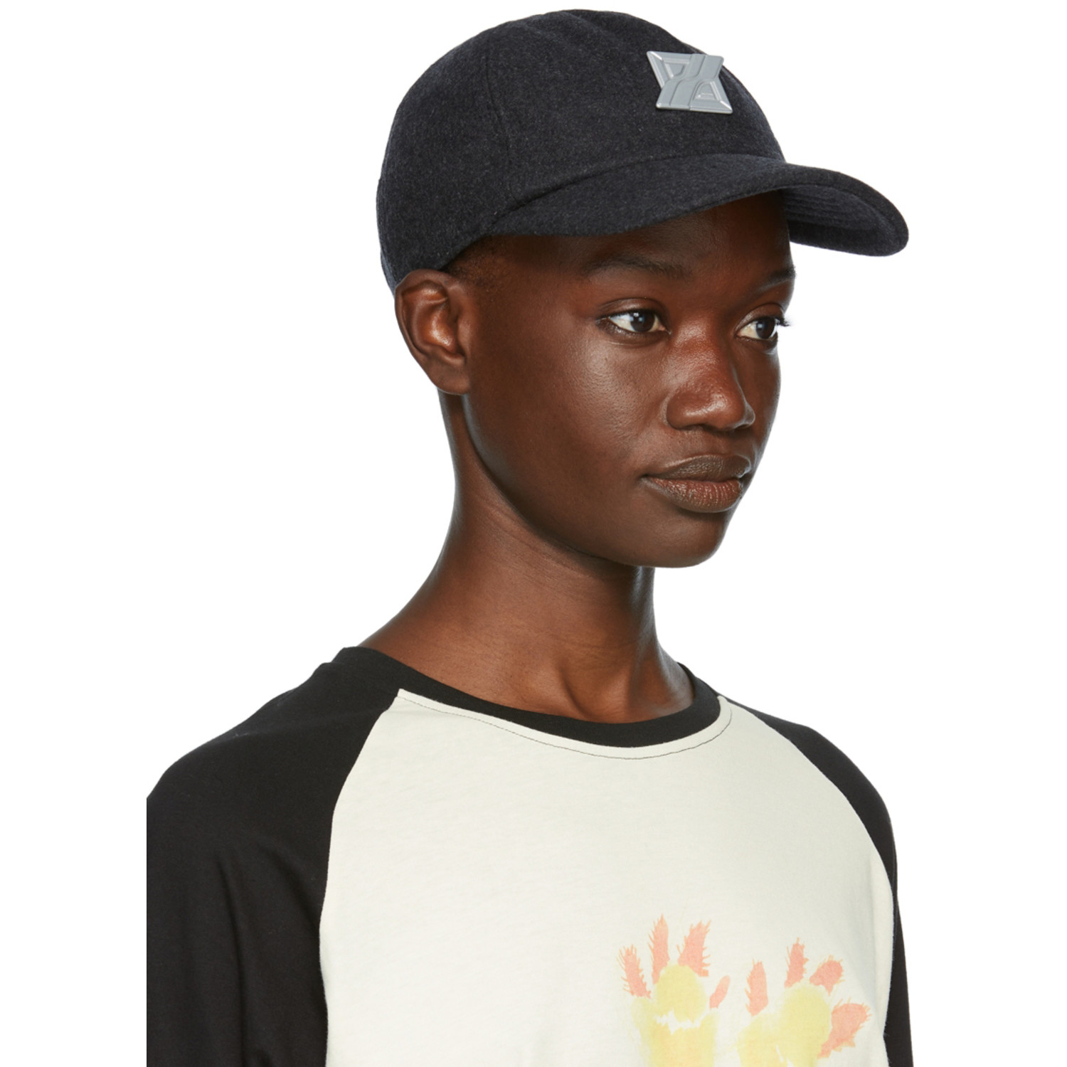  We11done Grey Padded Flannel Cap 