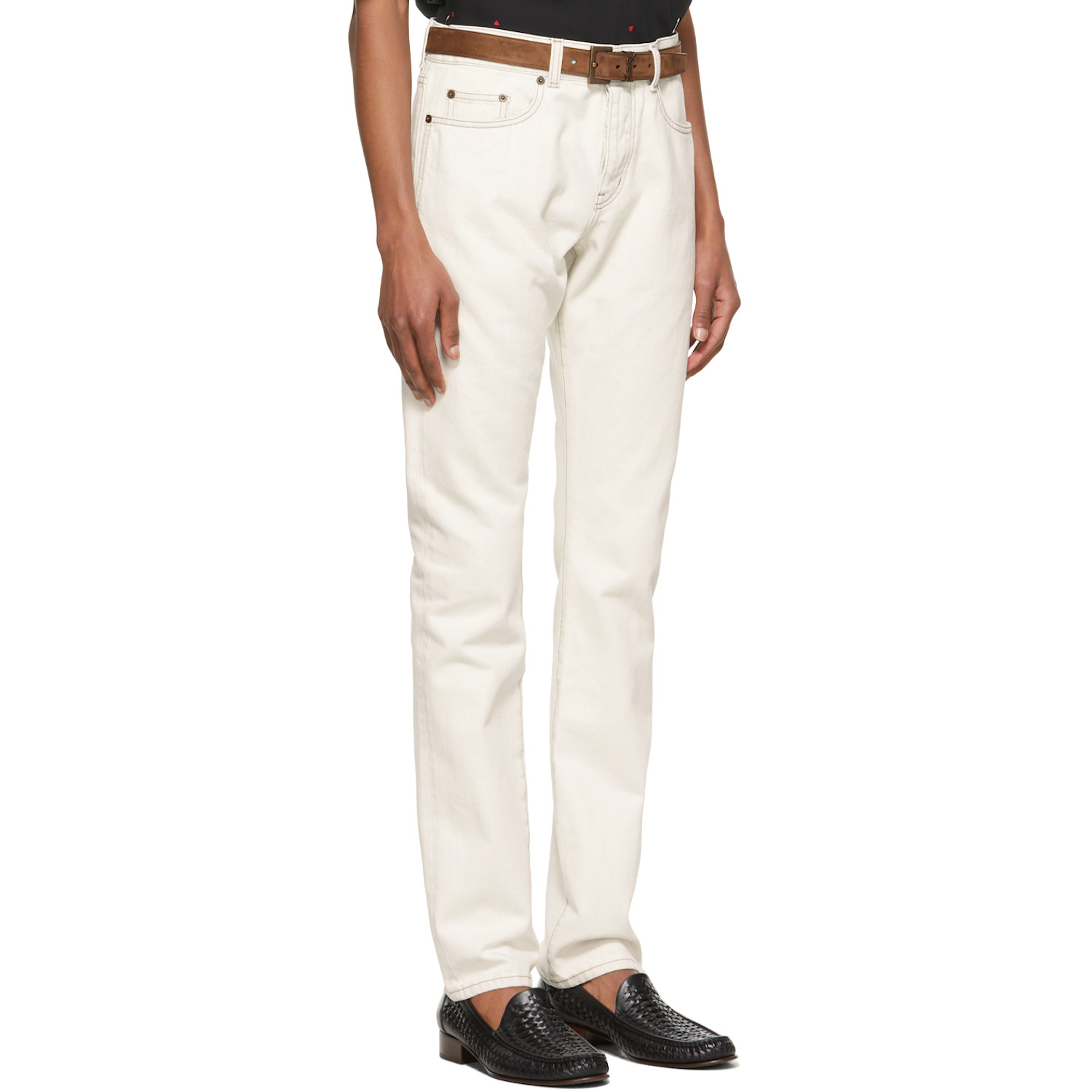  Saint Laurent Off-white Slim-fit Jeans 