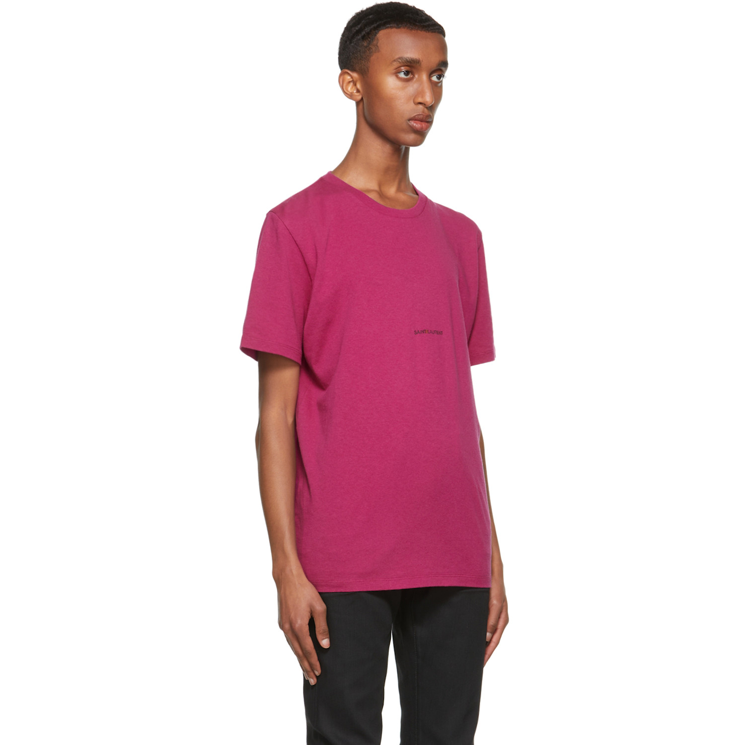  Saint Laurent Pink Rive Gauche Logo T-shirt 