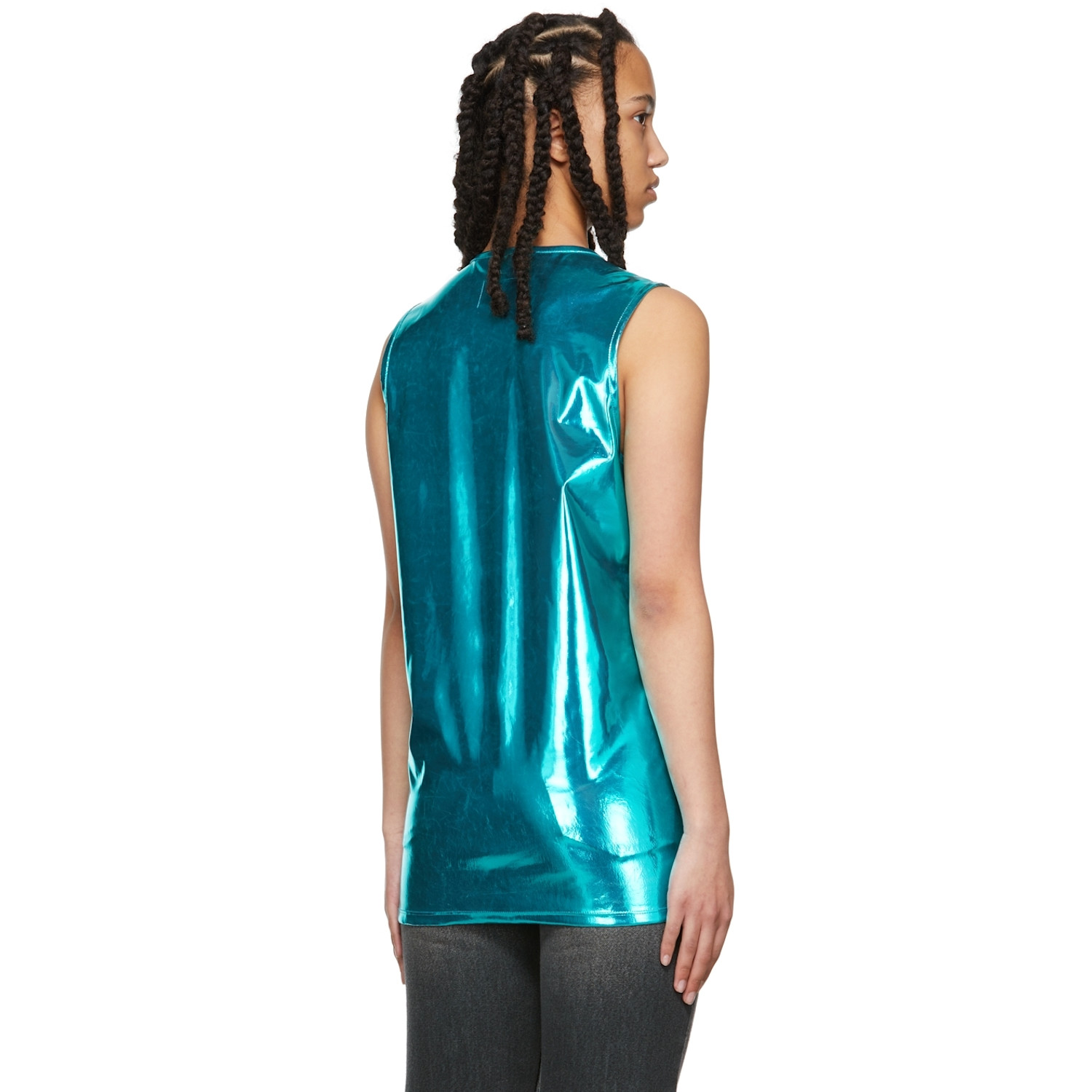  Doublet Blue Stud Embroidered Metallic Tank Top 