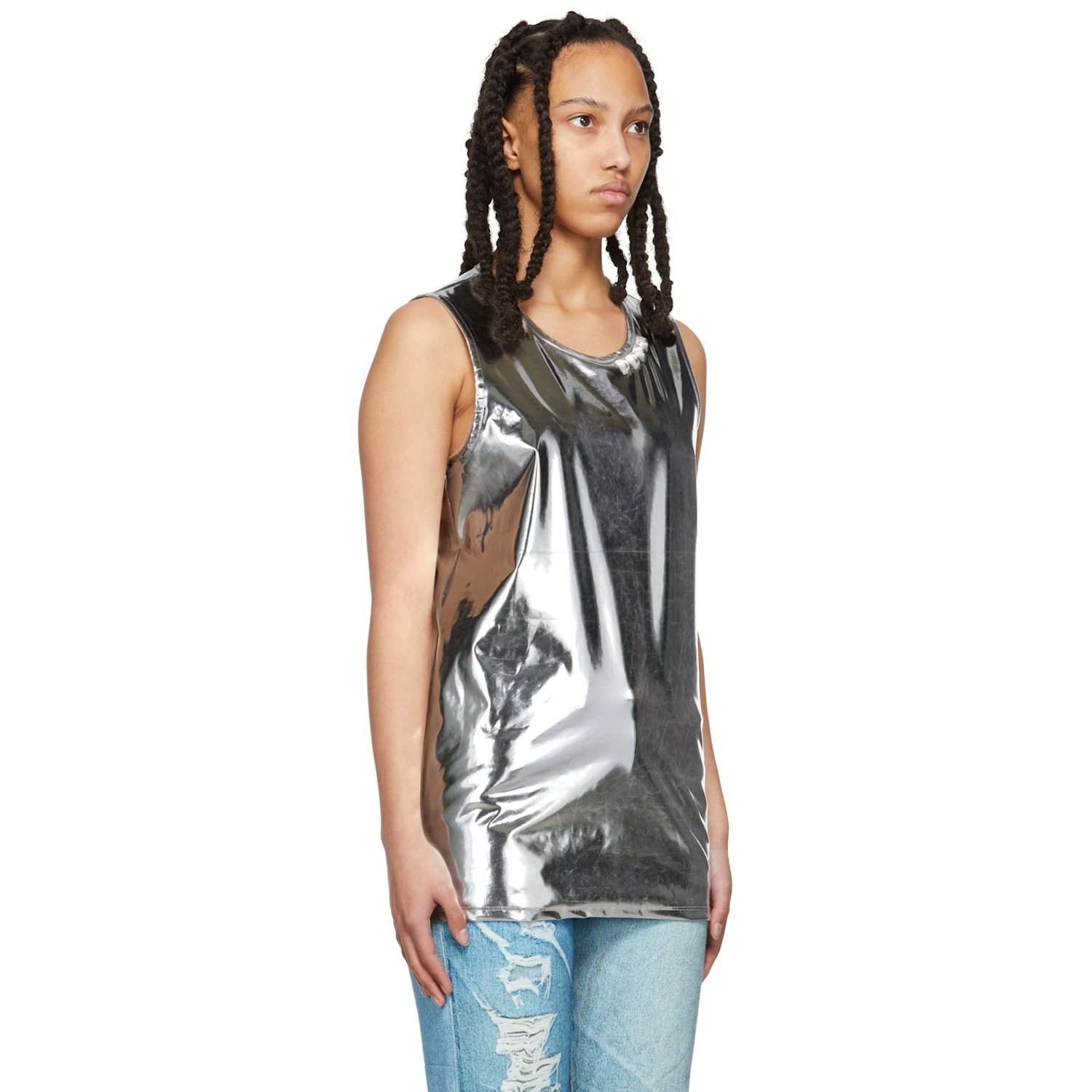  Doublet Silver Stud Embroidered Metallic Tank Top 