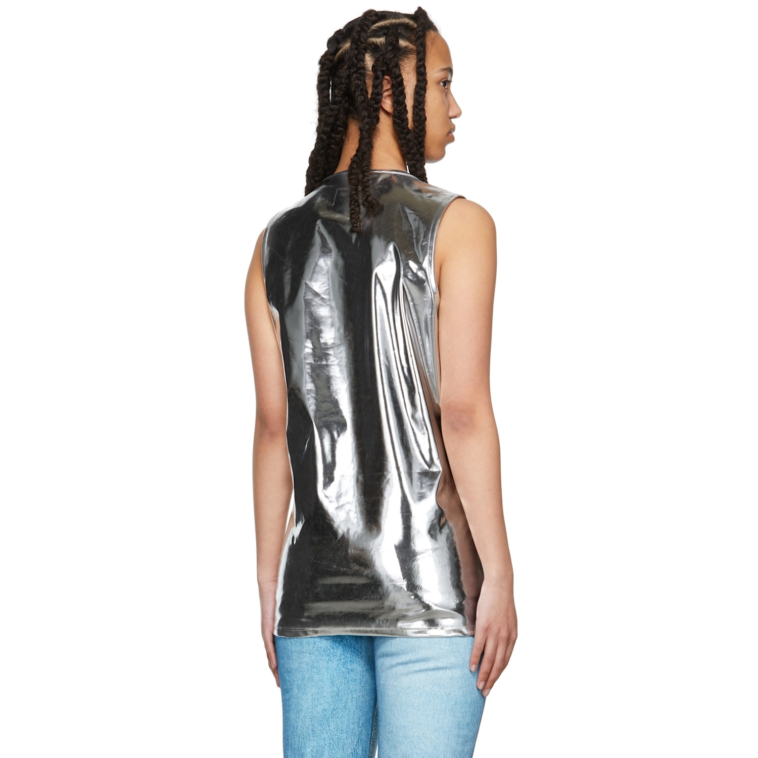  Doublet Silver Stud Embroidered Metallic Tank Top 