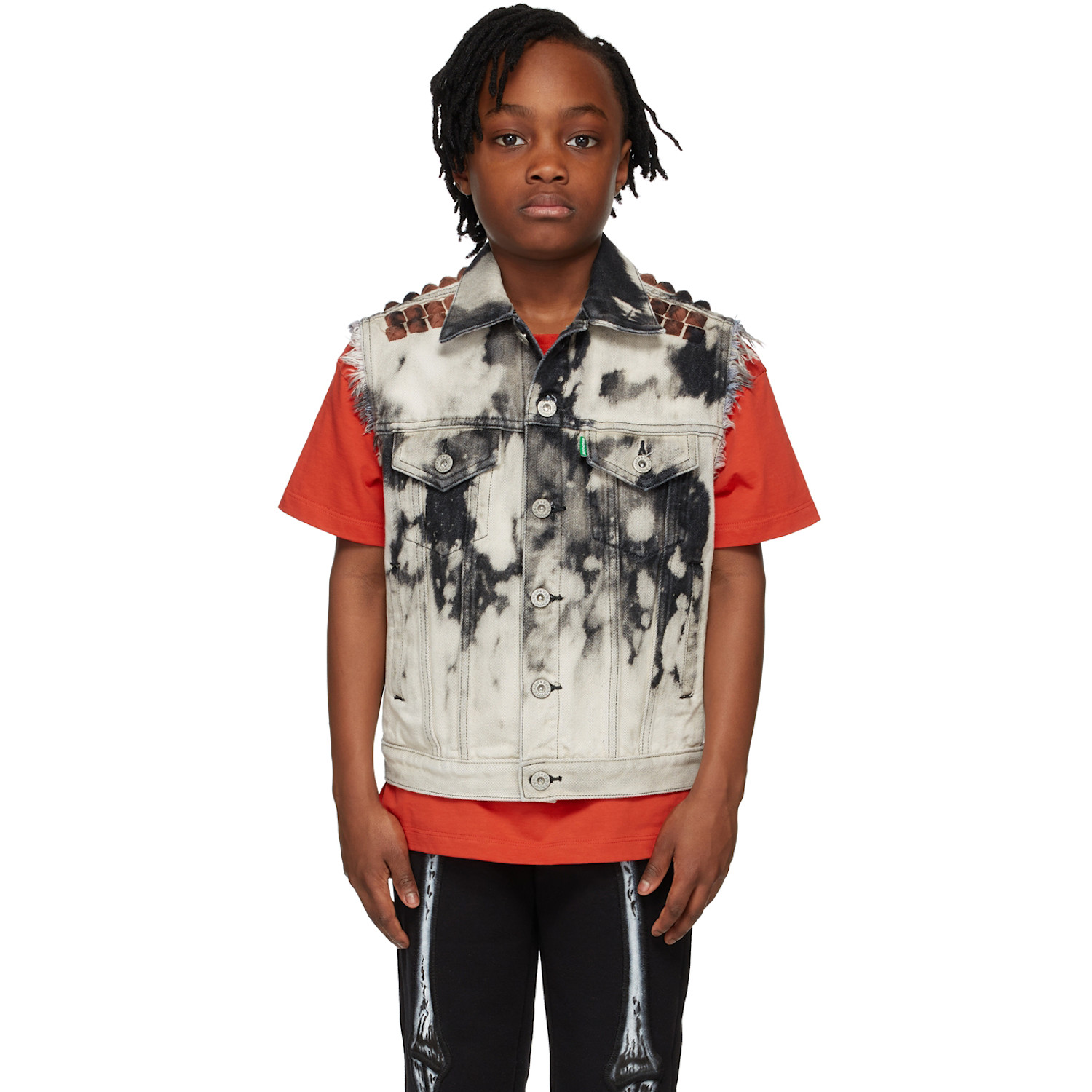  Doublet Kids Black & Grey Denim Recycle Punk Vest 