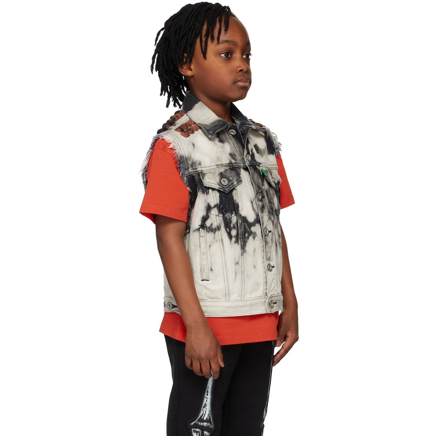  Doublet Kids Black & Grey Denim Recycle Punk Vest 