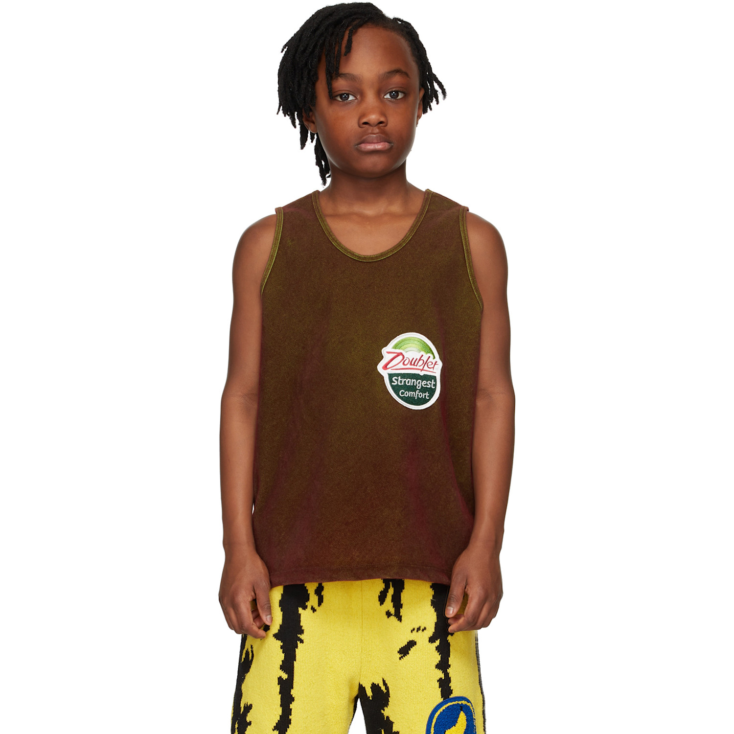  Doublet Kids Brown Flocked Kiwi Tank Top 