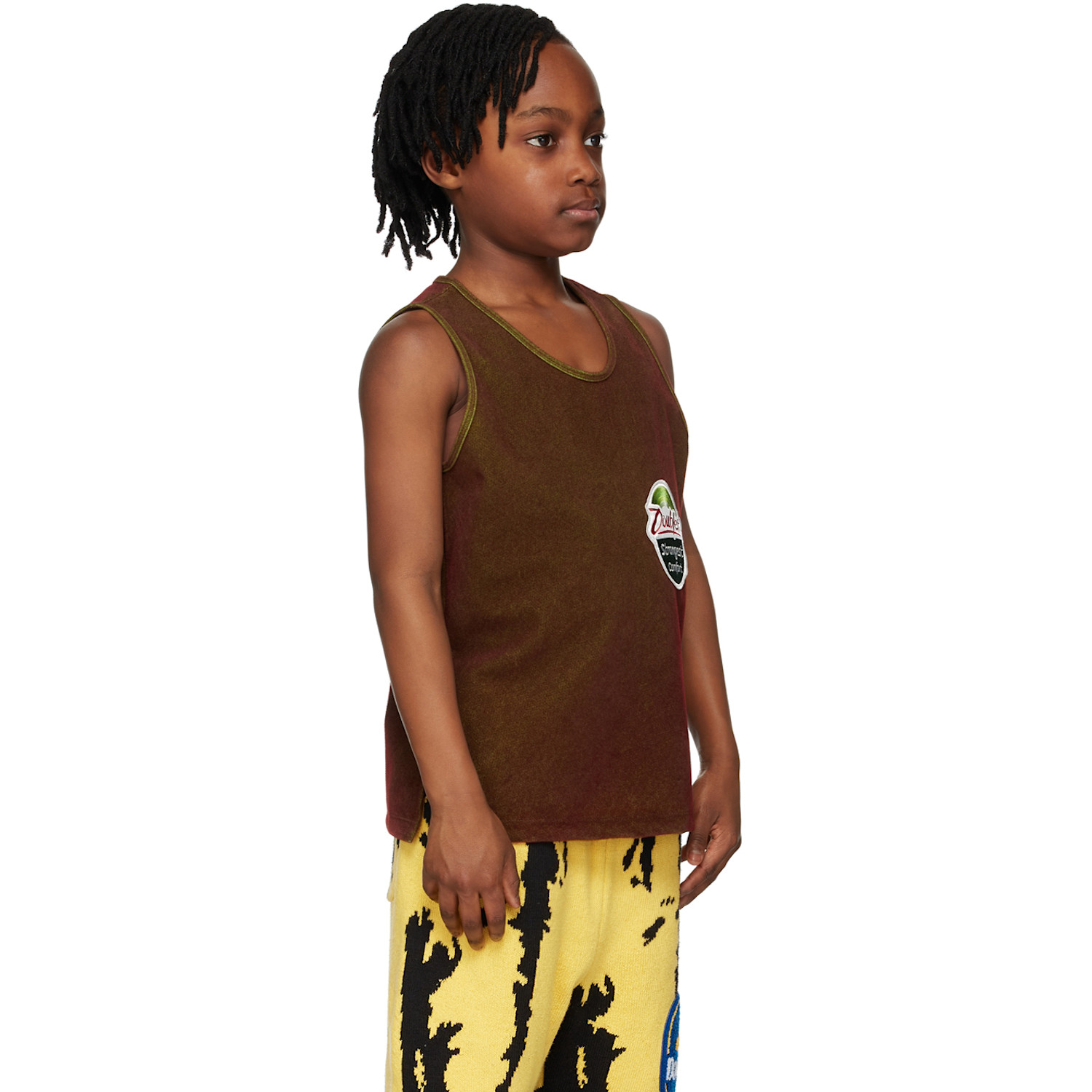  Doublet Kids Brown Flocked Kiwi Tank Top 