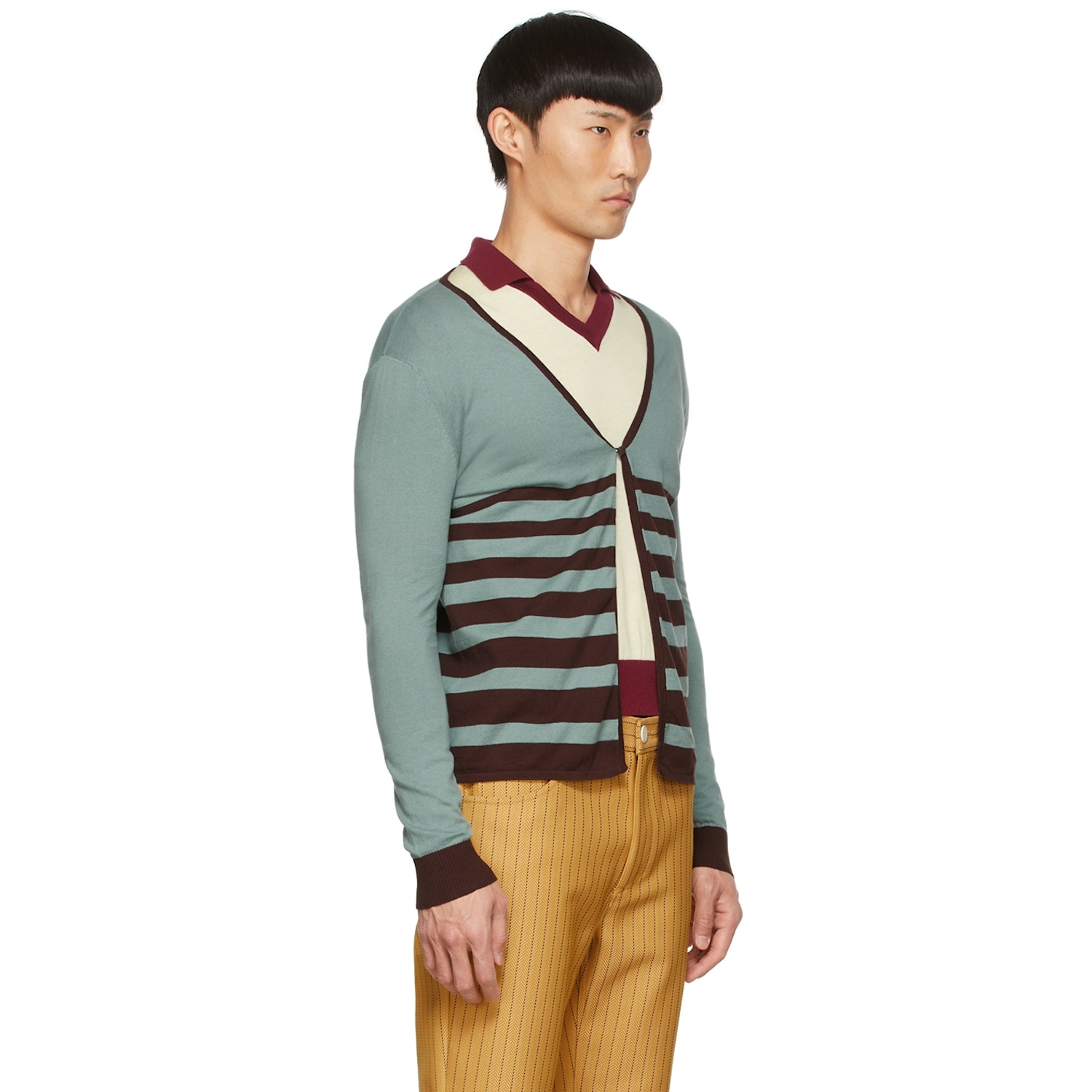  Lukhanyo Mdingi Blue Cotton Cardigan 