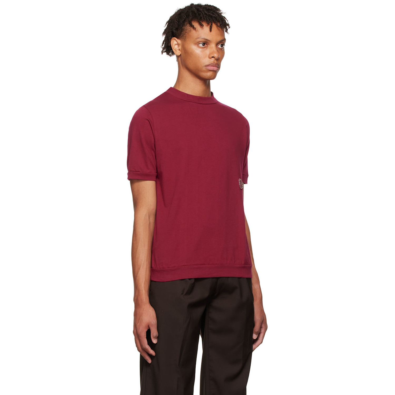  Lukhanyo Mdingi Burgundy Cotton T-shirt 