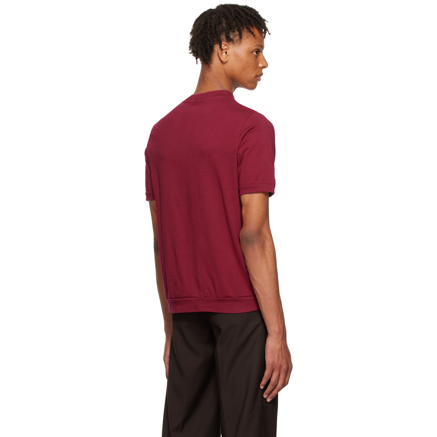  Lukhanyo Mdingi Burgundy Cotton T-shirt 