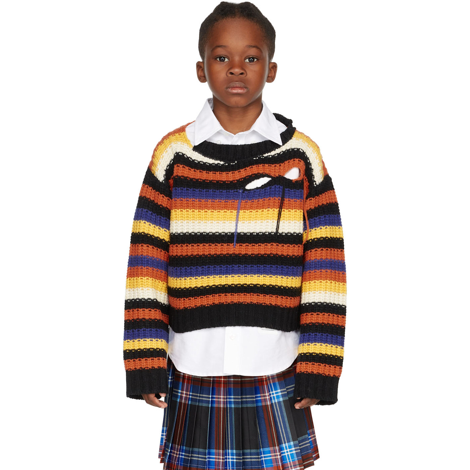  Charles Jeffrey Loverboy Ssense Exclusive Kids Multicolor Slash Stripe Sweater 
