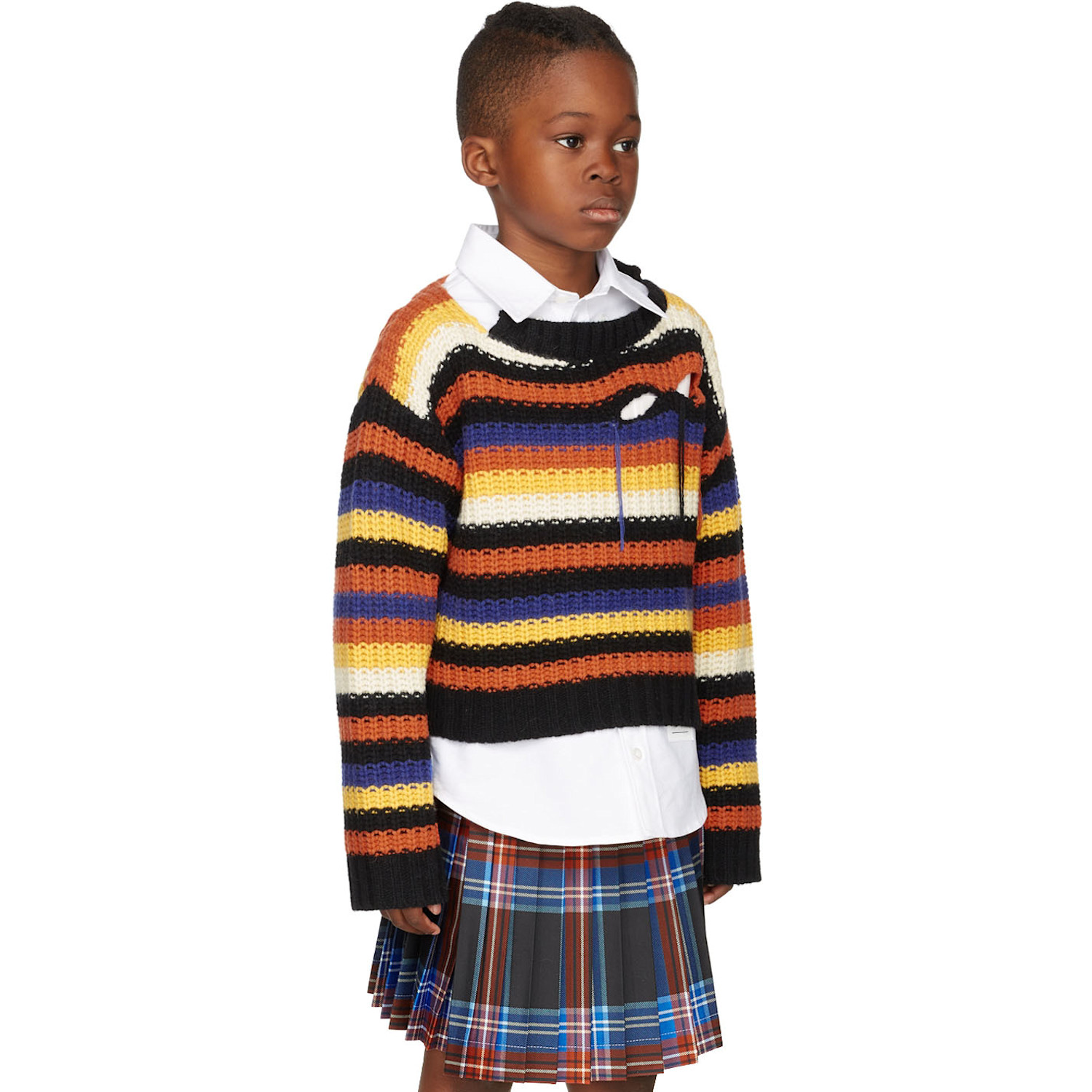  Charles Jeffrey Loverboy Ssense Exclusive Kids Multicolor Slash Stripe Sweater 