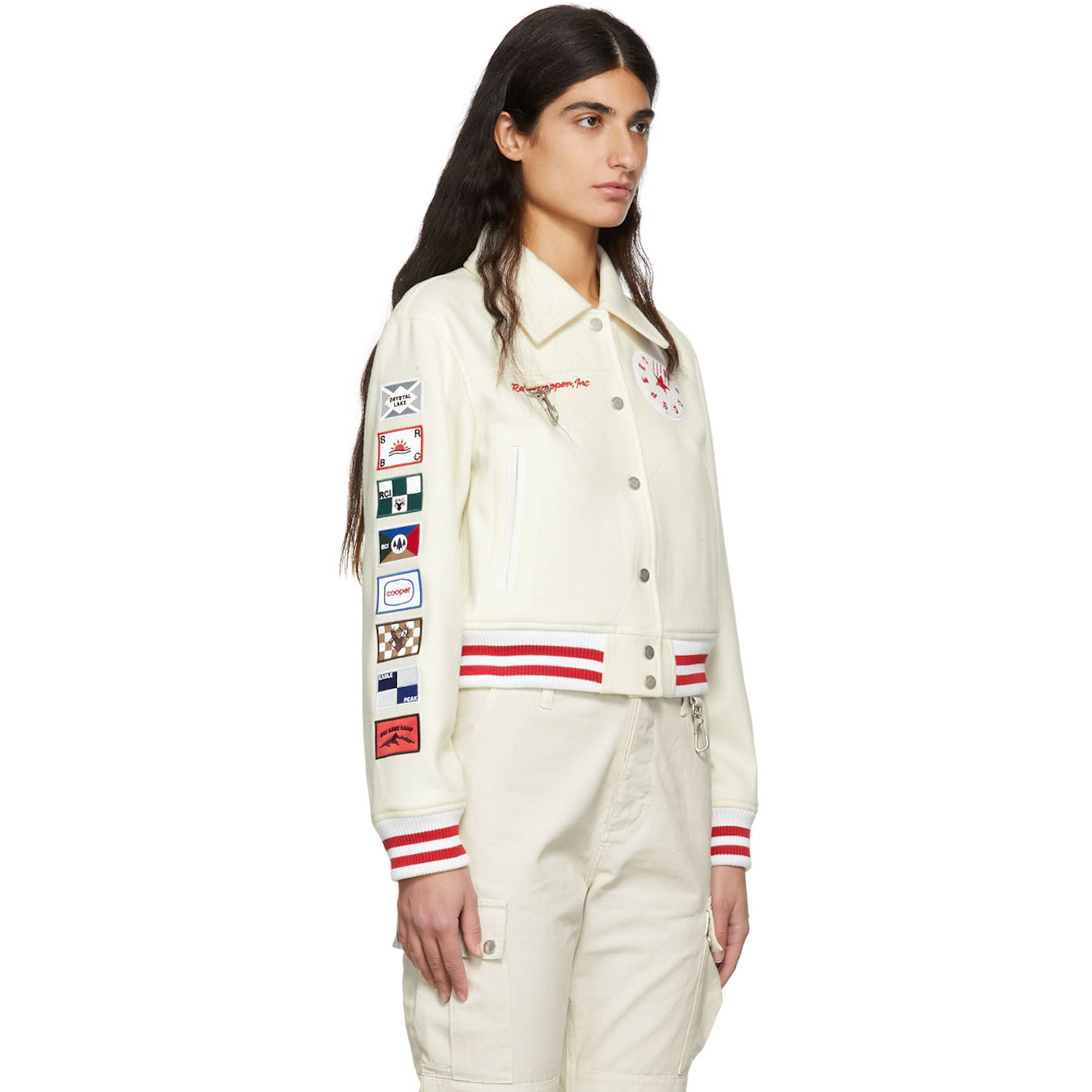  Reese Cooper Off-white Wool Varsity Bomber Jacket 