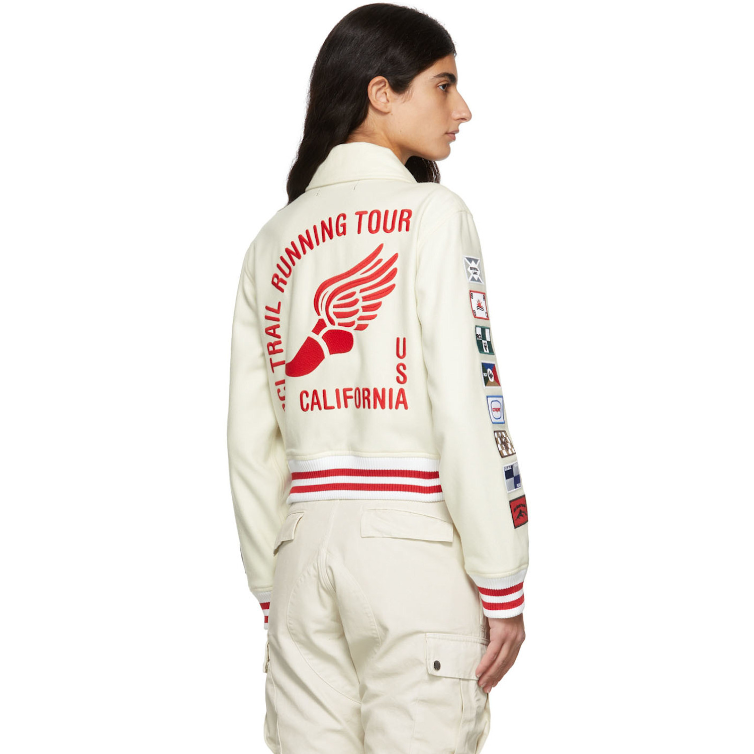  Reese Cooper Off-white Wool Varsity Bomber Jacket 
