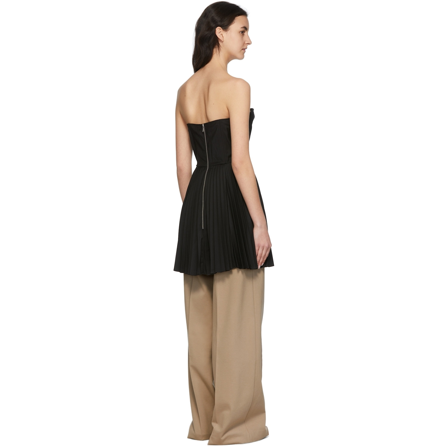  Rokh Black Pleated Corset Dress 