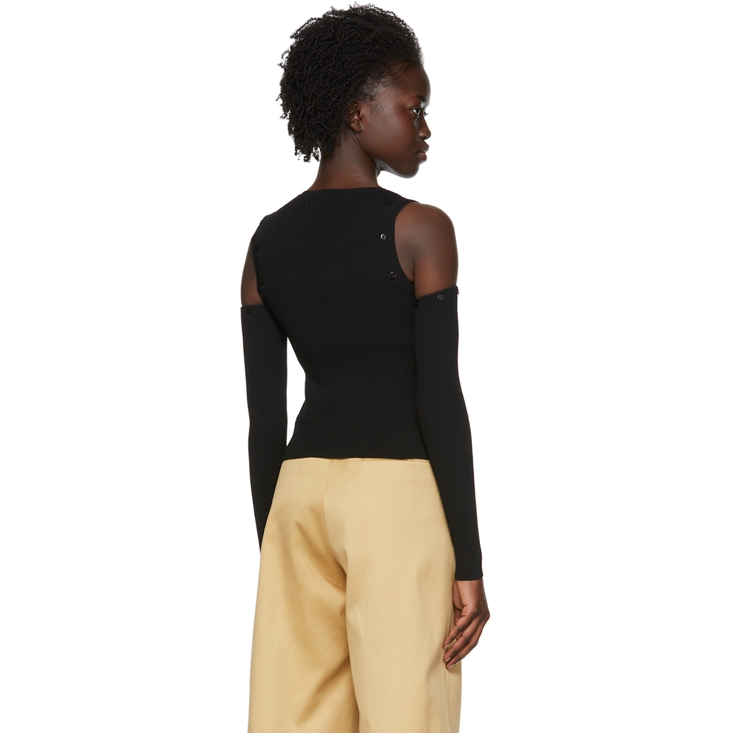  Rokh Black Viscose Cardigan & Tank Top Set 