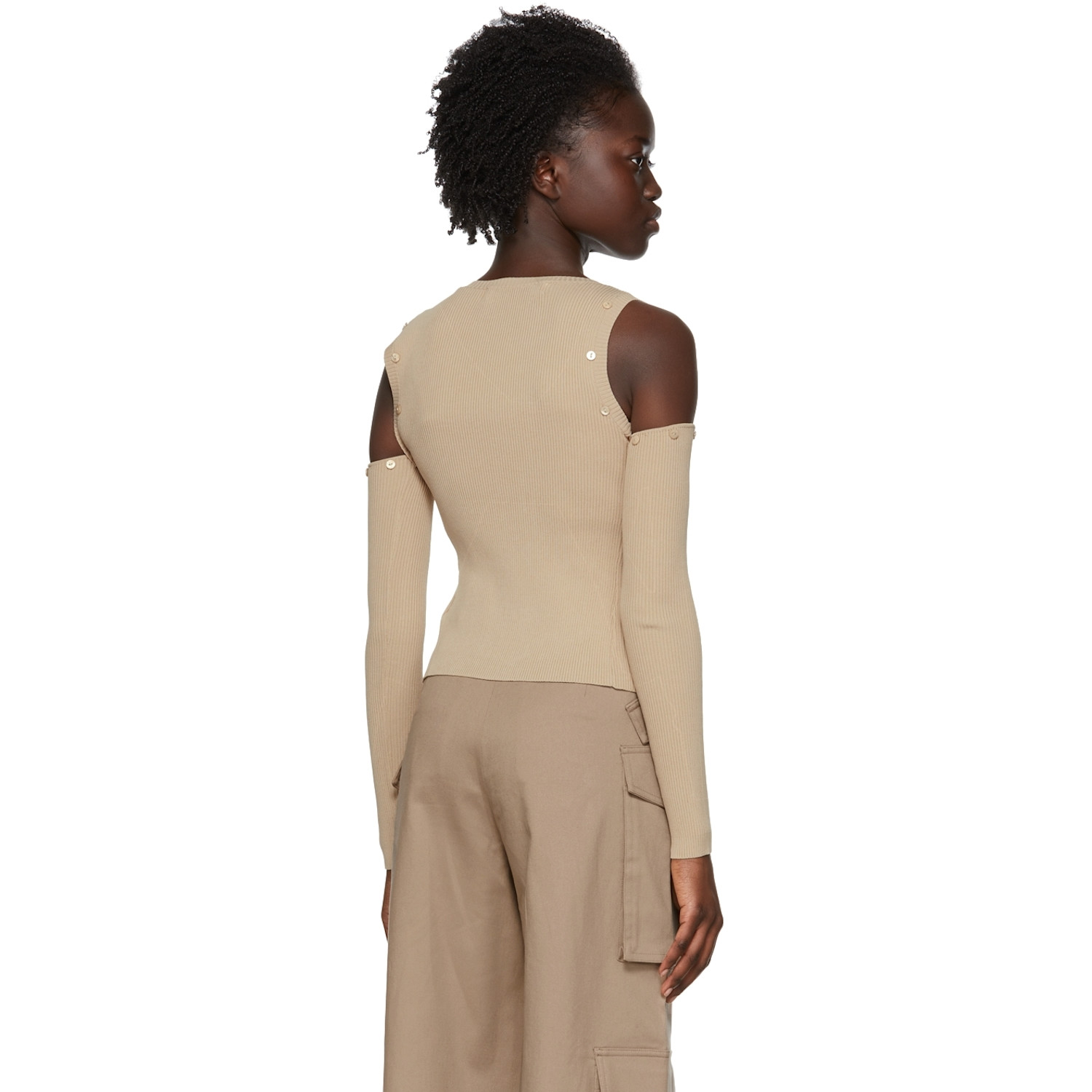  Rokh Beige Viscose Cardigan & Tank Top Set 