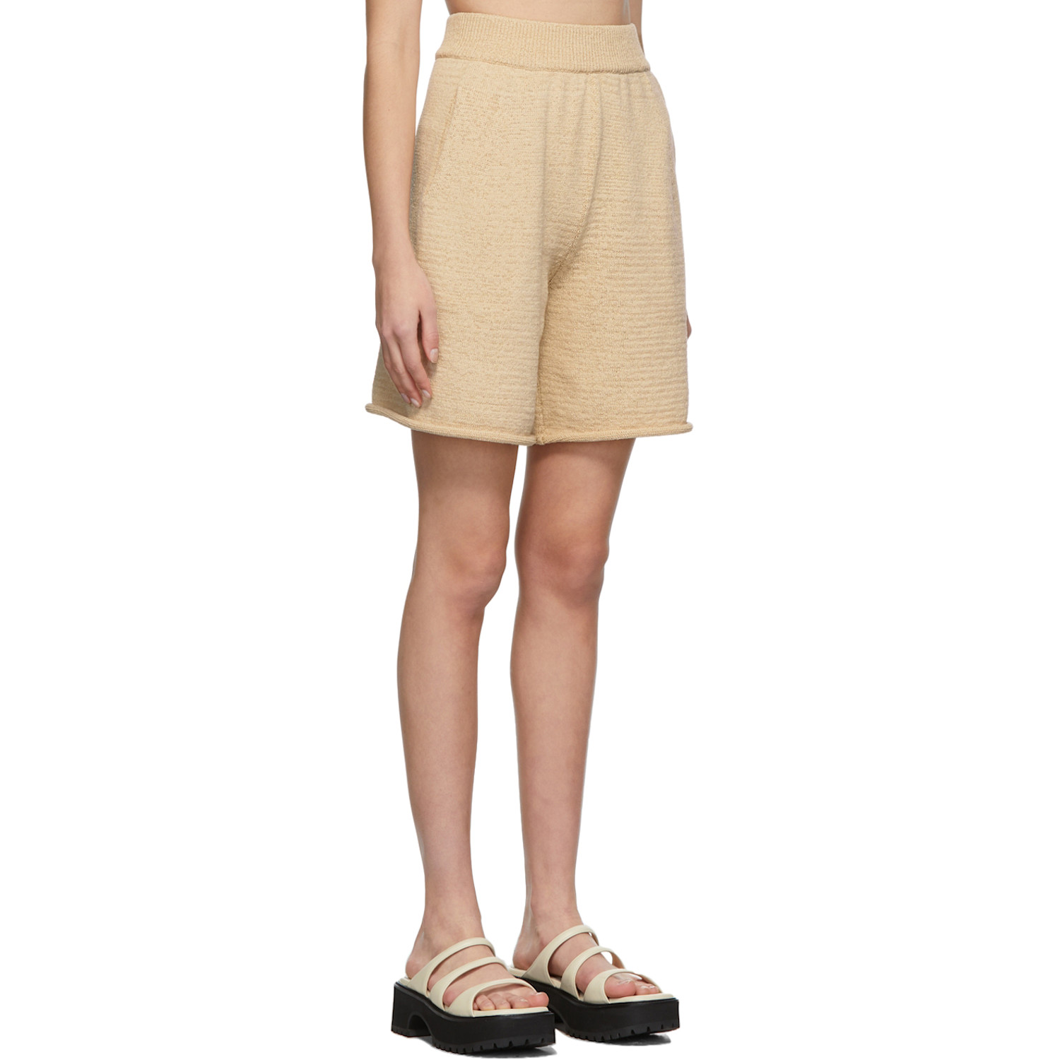  Missing You Already Beige Tape Yarn Half Pant Shorts 