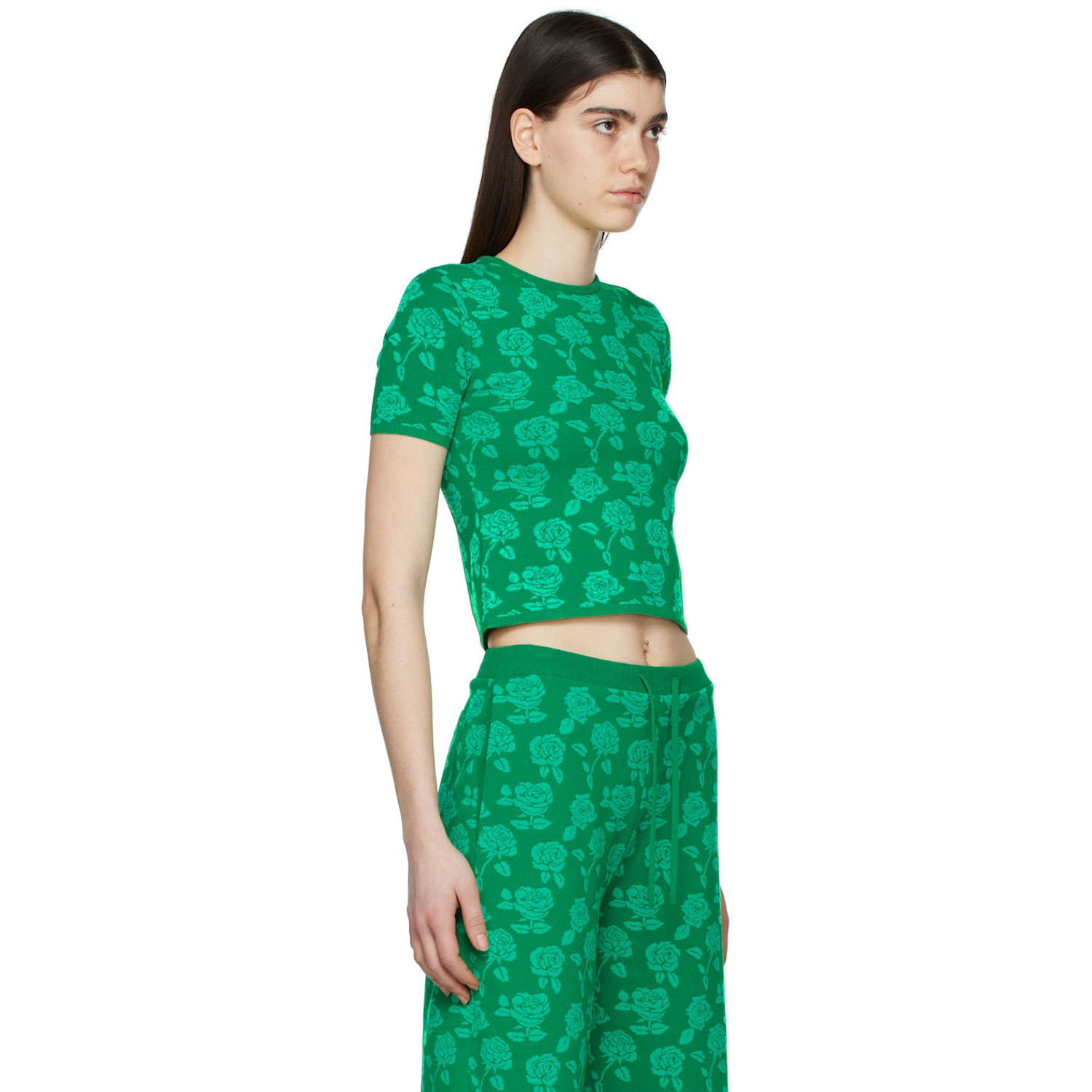  Pushbutton Green Polyester T-shirt 