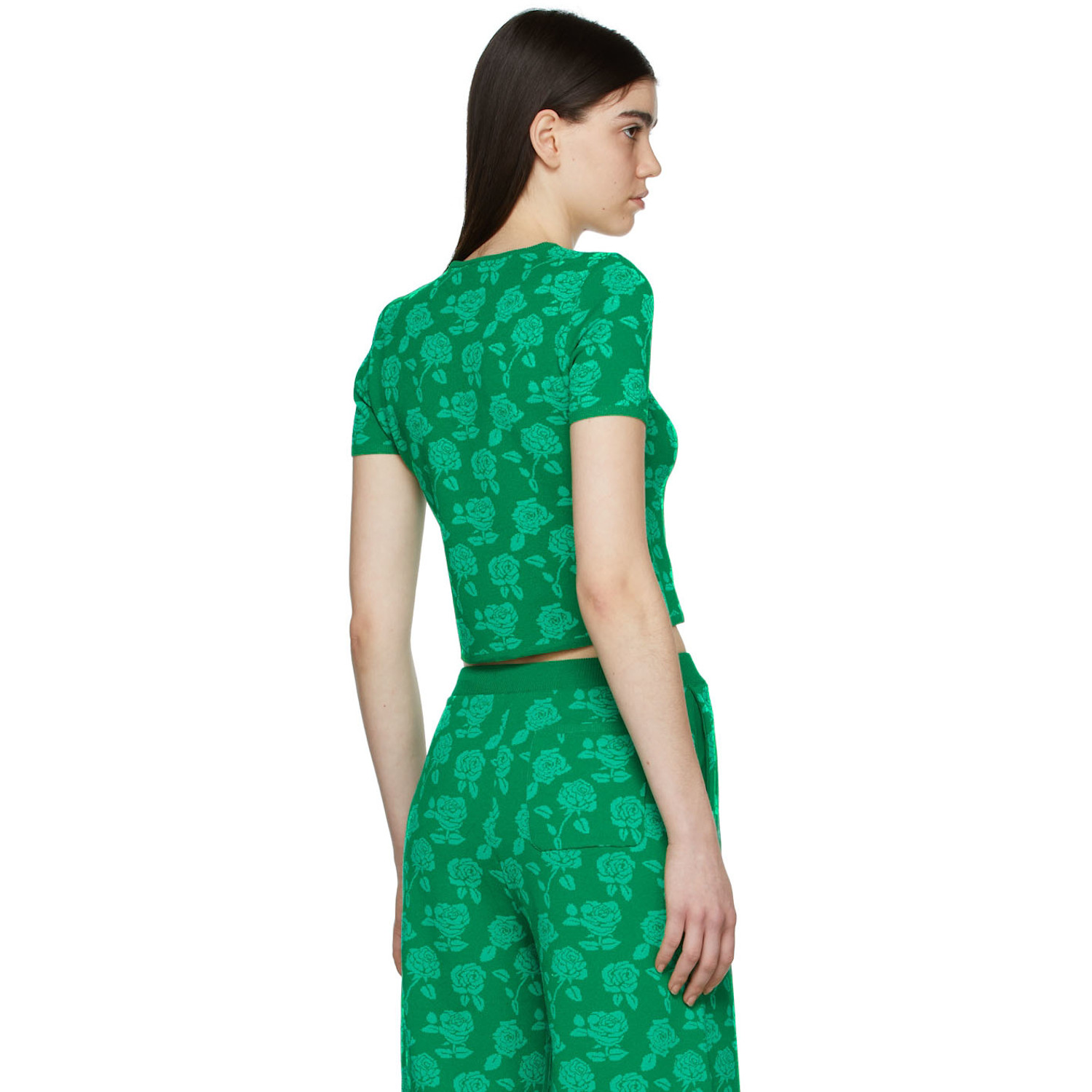  Pushbutton T-shirt Vert En Polyester 