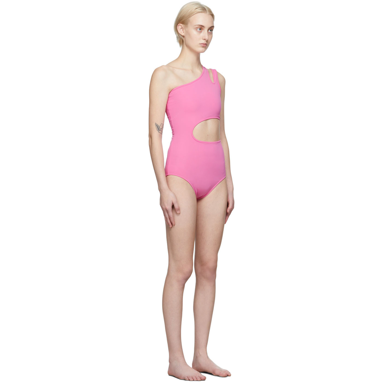  Pushbutton Ssense Exclusive Pink Cut-out Bodysuit 