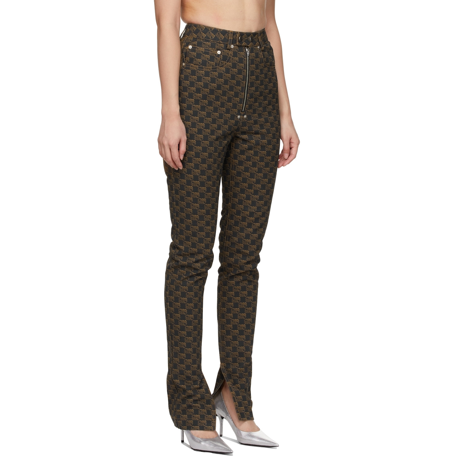  Bonbom Brown Monogram Slit Bottom Jeans 