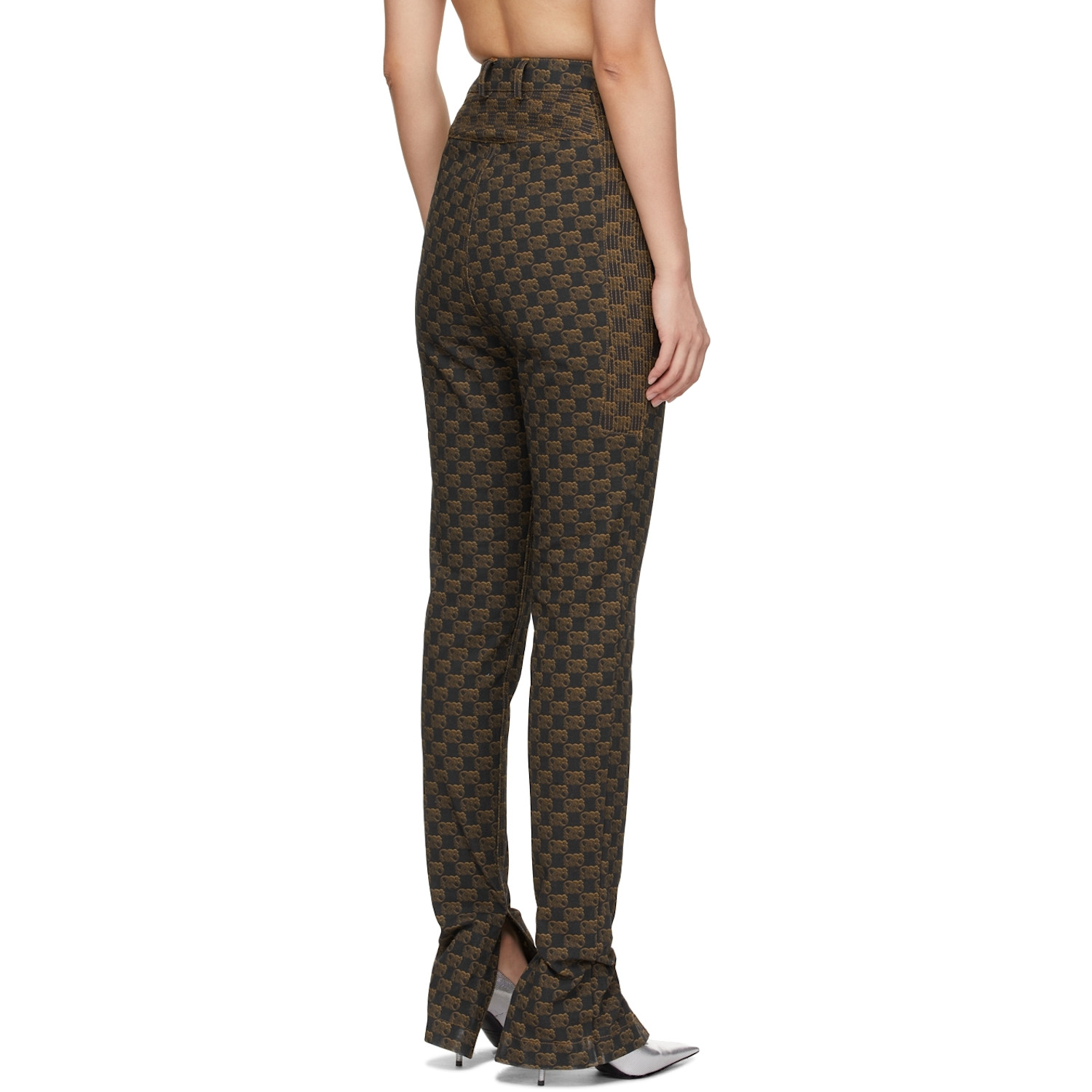  Bonbom Brown Monogram Slit Bottom Jeans 